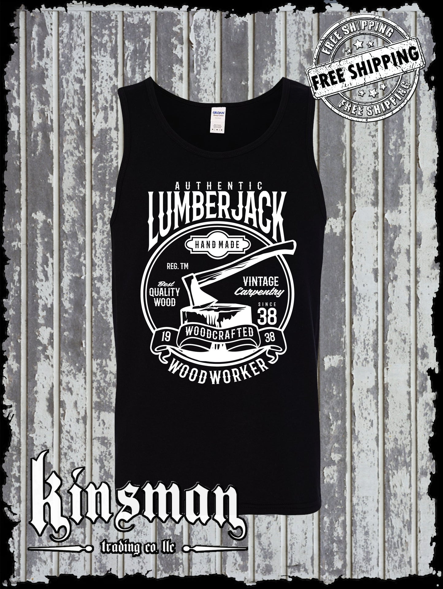 Authentic Lumberjack Tank Top T-Shirt / Vintage Carpentry Woodworking Retro Style Tee