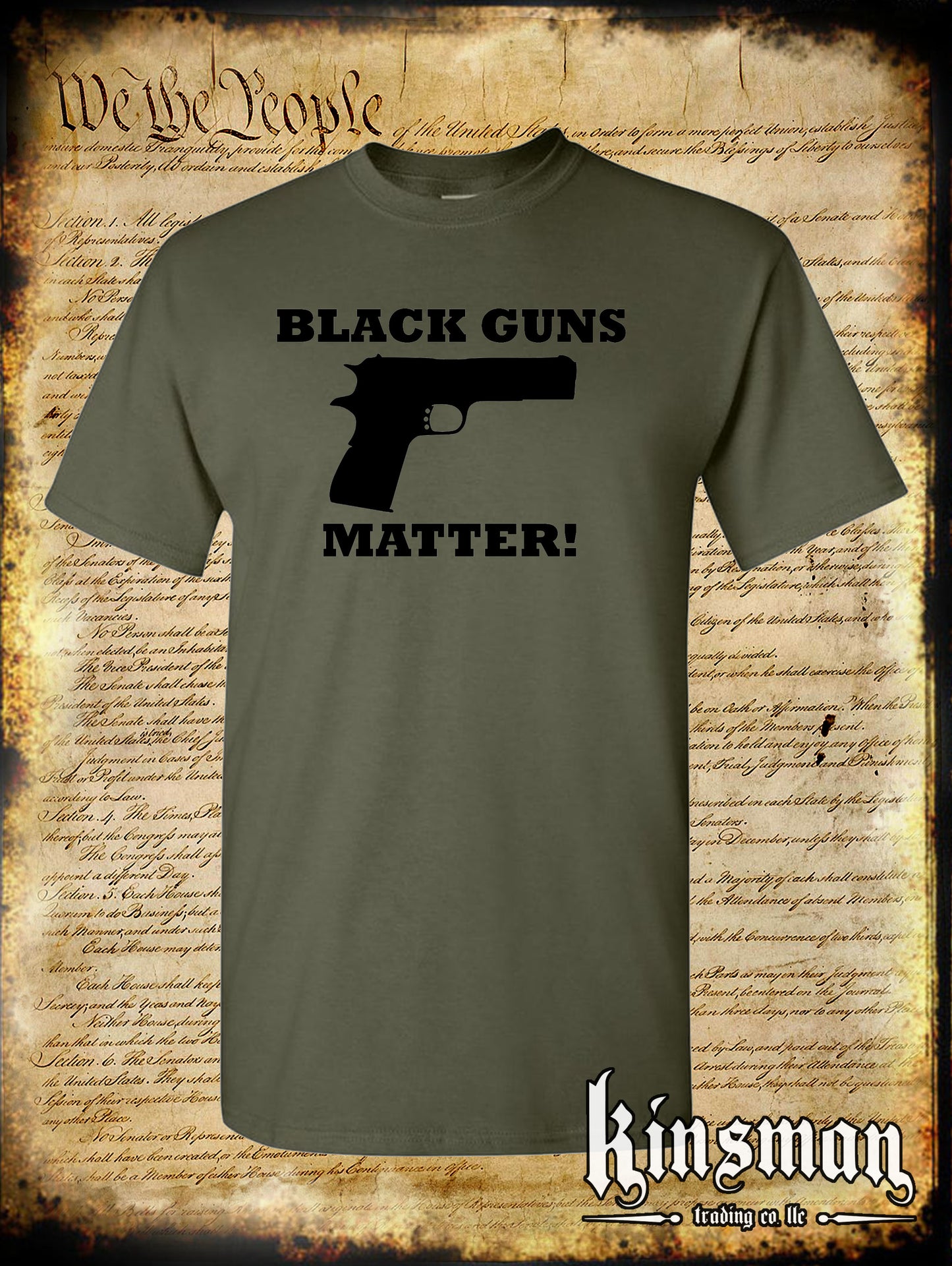 Black GUNS Matter T-Shirt - 1911 .45 ACP 2nd Amendment Pro Firearm Rights USA