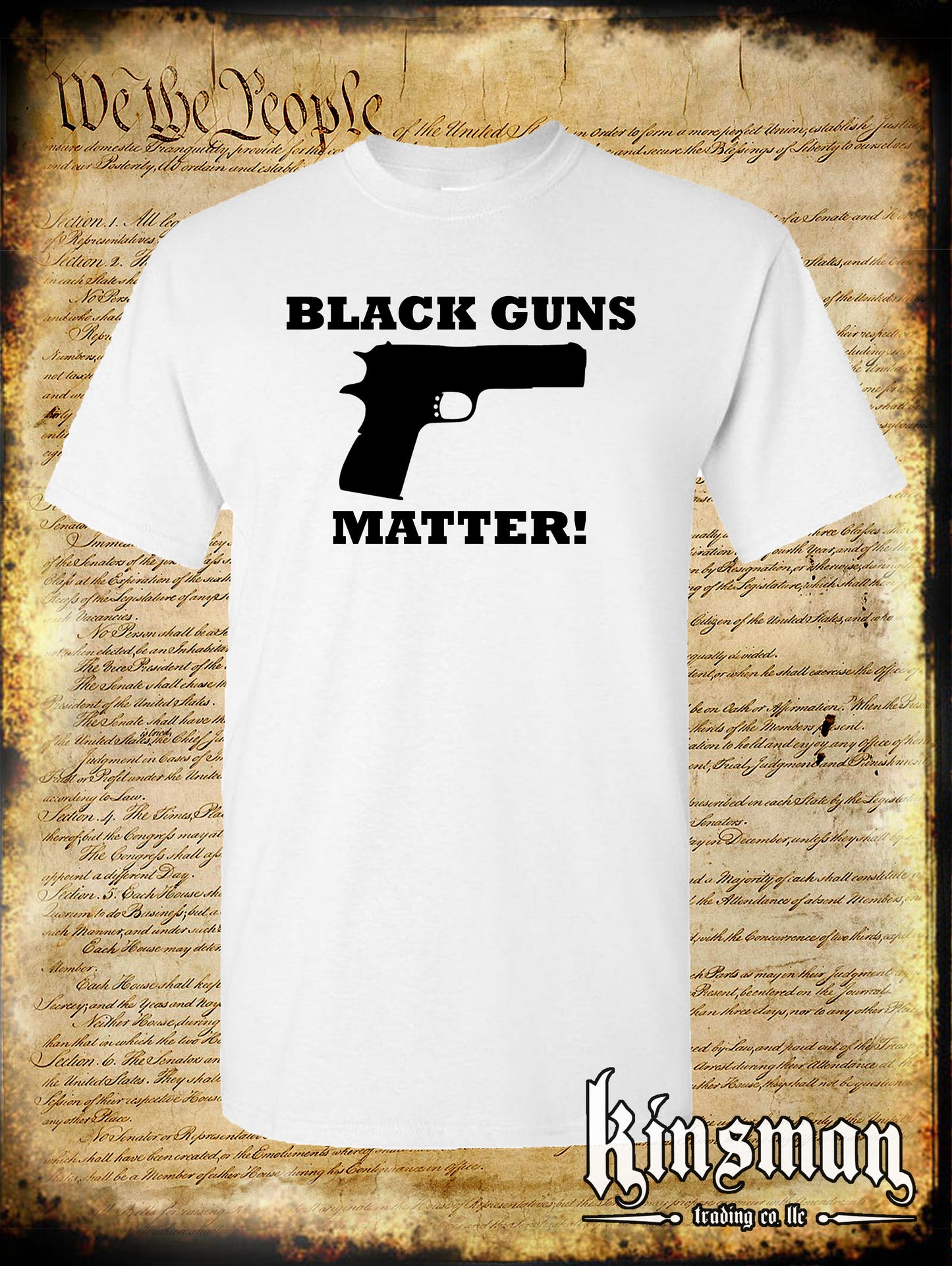 Black GUNS Matter T-Shirt - 1911 .45 ACP 2nd Amendment Pro Firearm Rights USA
