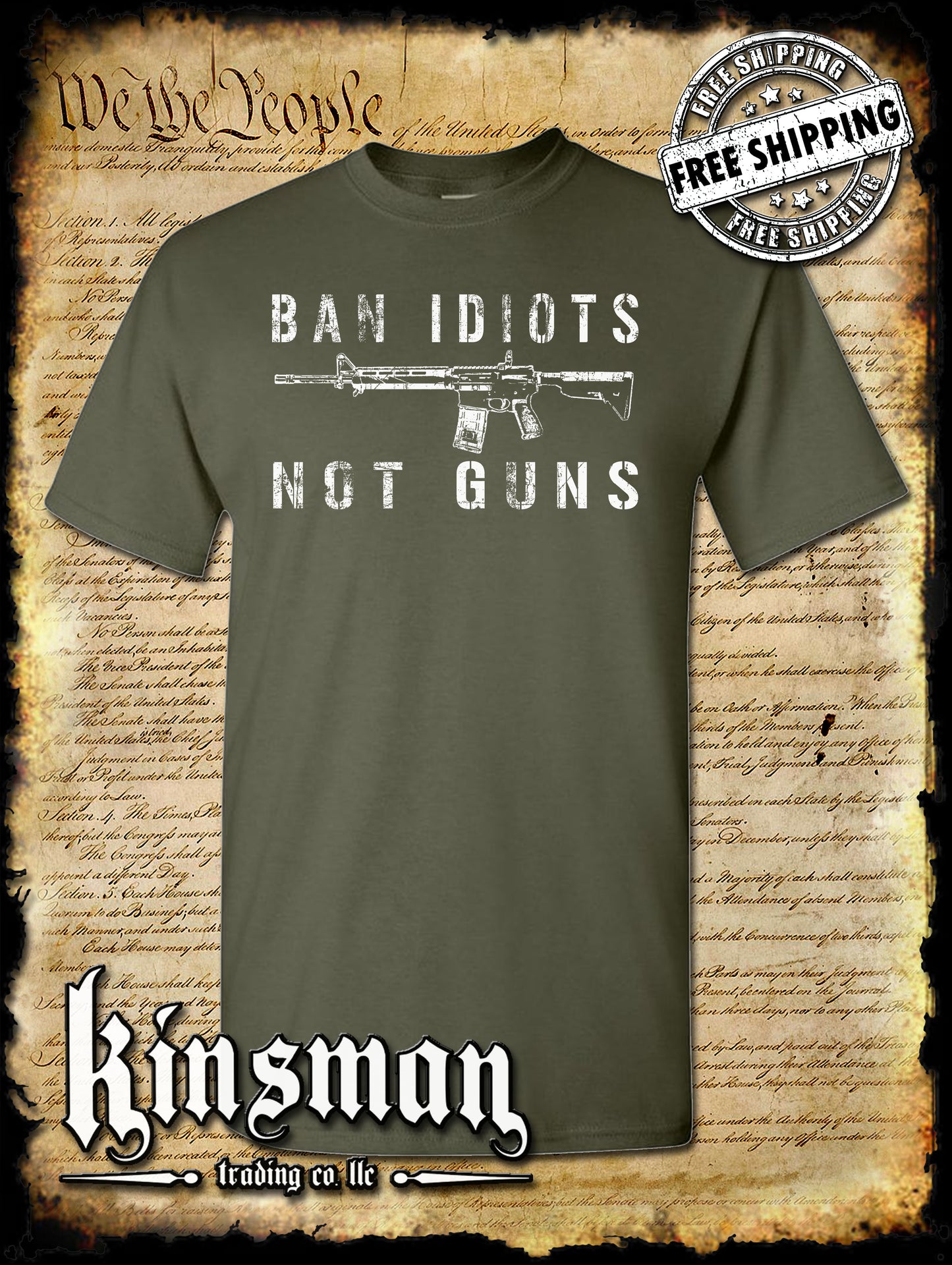 Ban Idiots Not Guns T-Shirt / 2nd Amendment Pro Gun Firearm Rights USA Freedom
