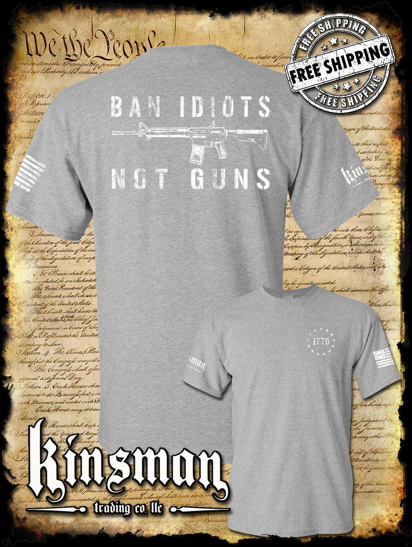 Ban Idiots Not Guns 2-Sided T-Shirt