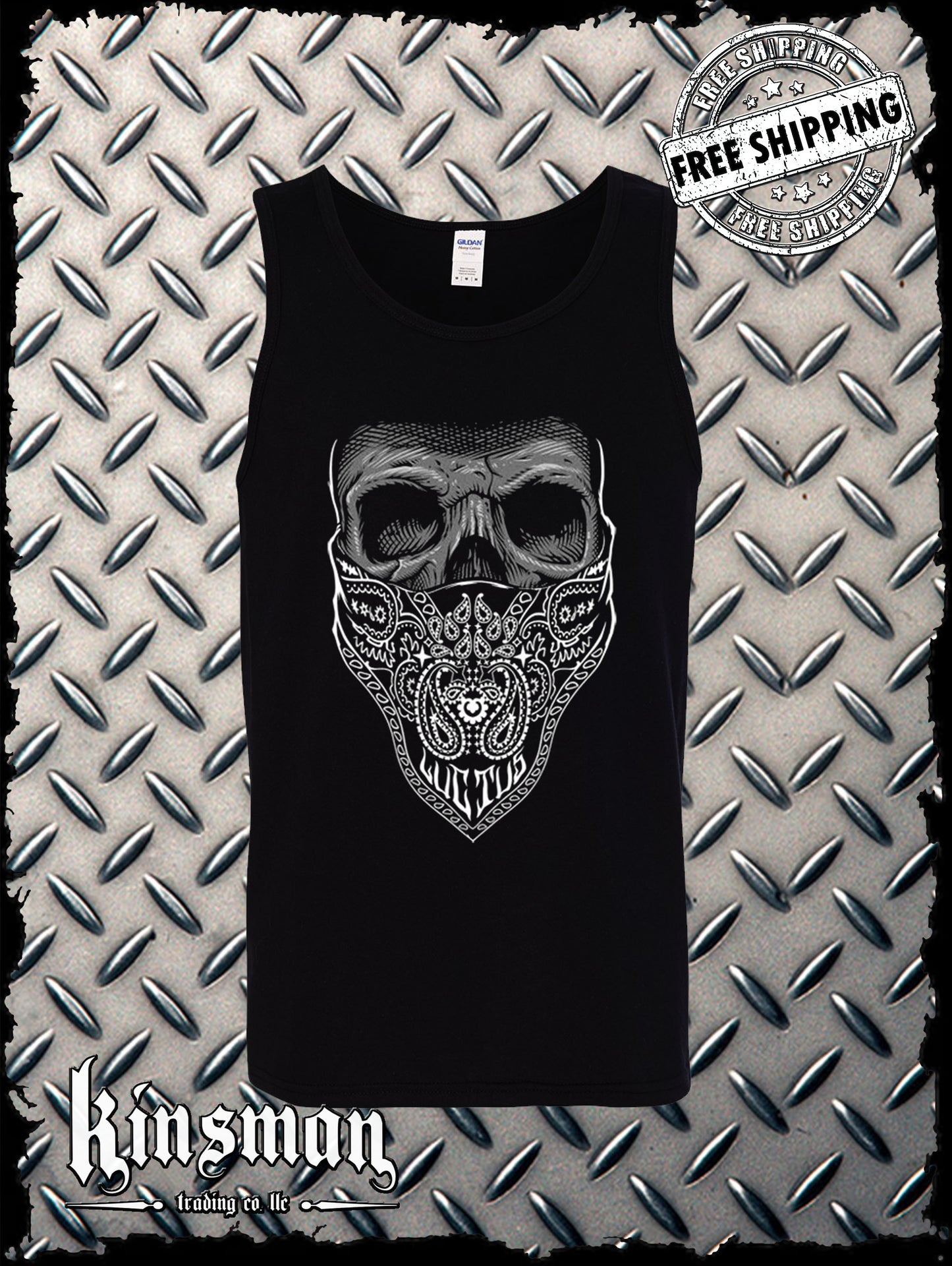 Luctus Bandana Skull Tank Top T-Shirt Biker Badass Gangster Dead Horror Halloween
