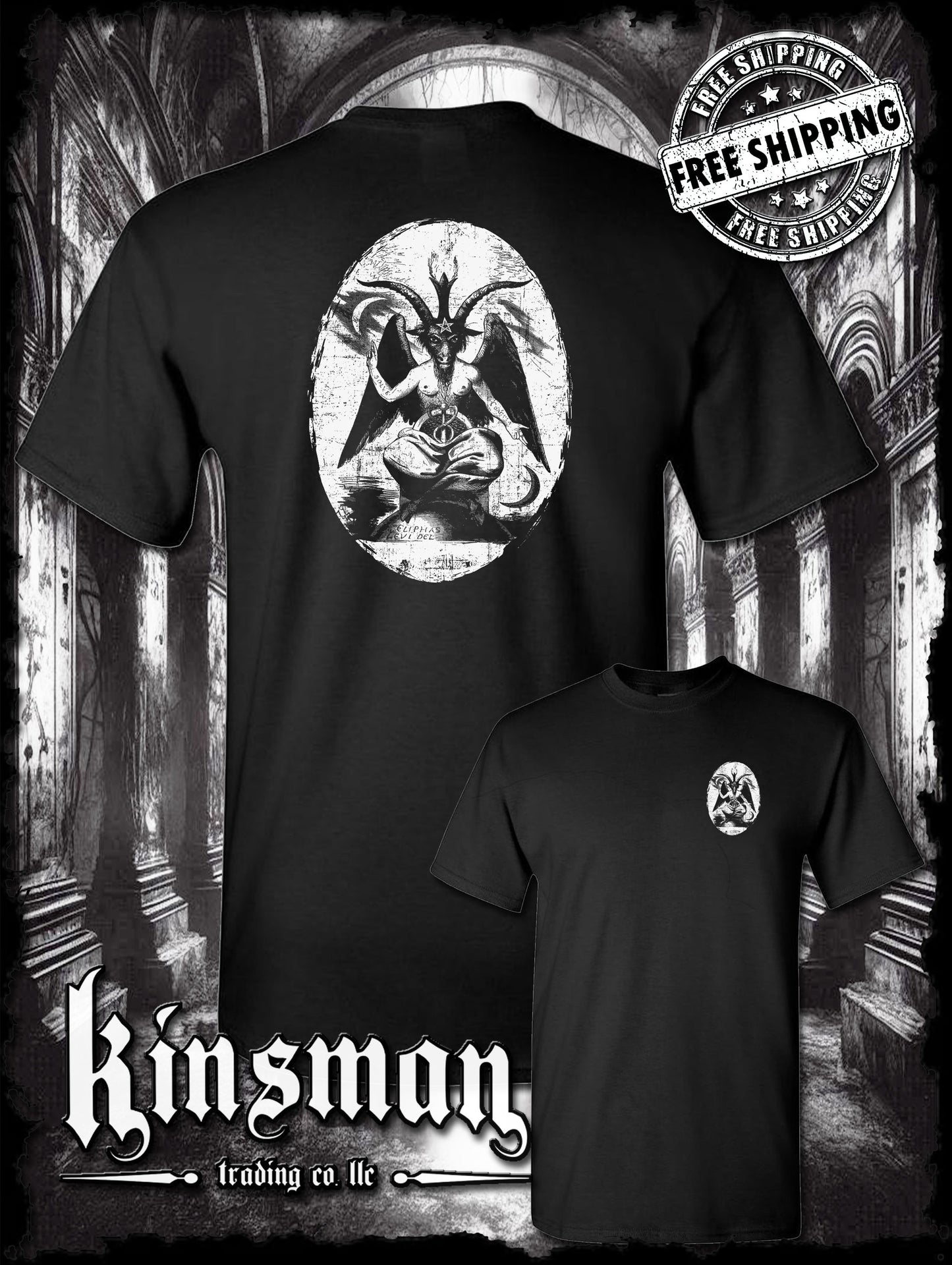 Baphomet Satanic Graphic 2-Sided T-Shirt / Devil Evil Occult