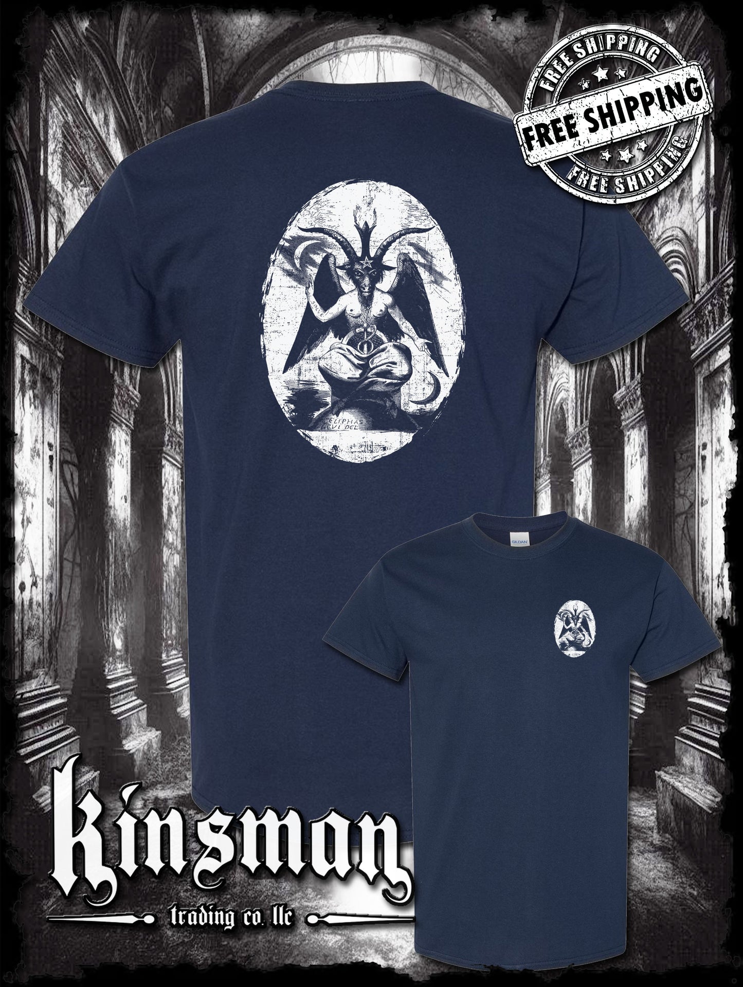 Baphomet Satanic Graphic 2-Sided T-Shirt / Devil Evil Occult