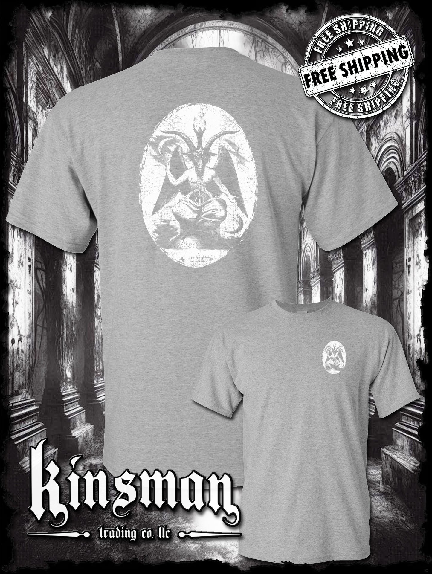 Baphomet Satanic Graphic 2-Sided T-Shirt / Devil Evil Occult