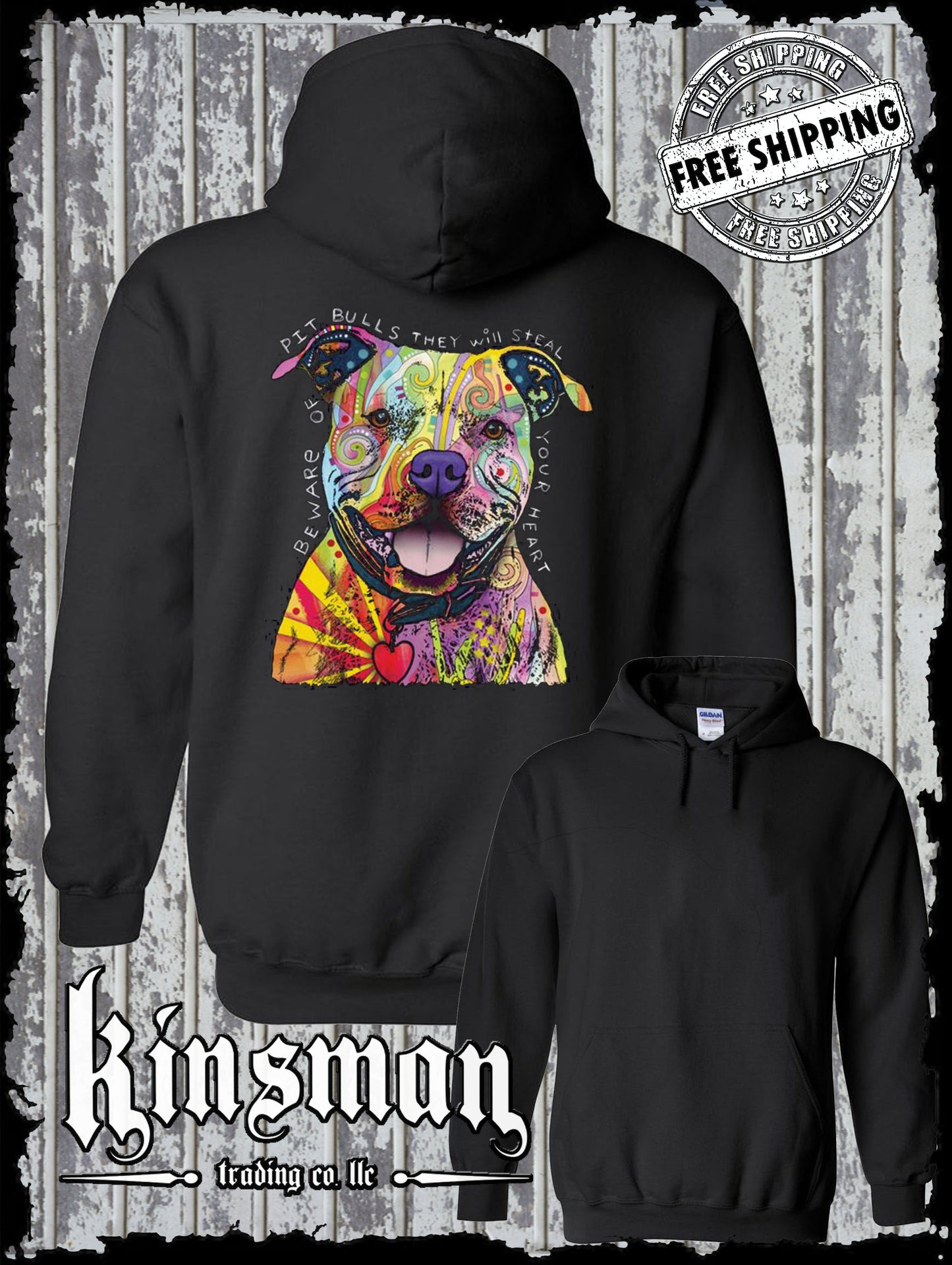 Dean Russo Beware of Pit Bulls They Will Steal Your Heart Dog Hoodie / Sweatshirt Licensed
