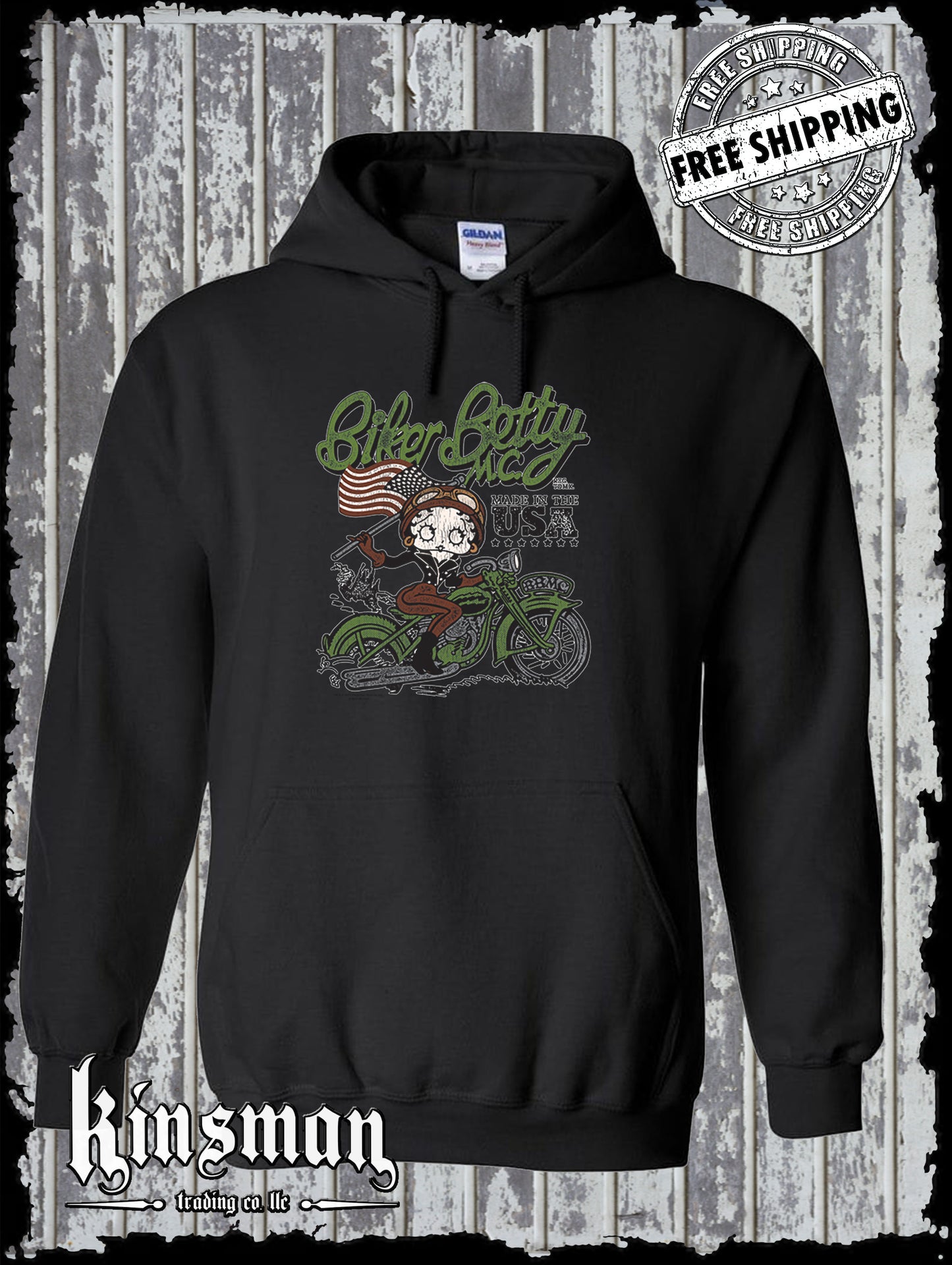 Biker Betty Boop Motorcycle Club Hoodie / Sweatshirt Authentic Licensed Product