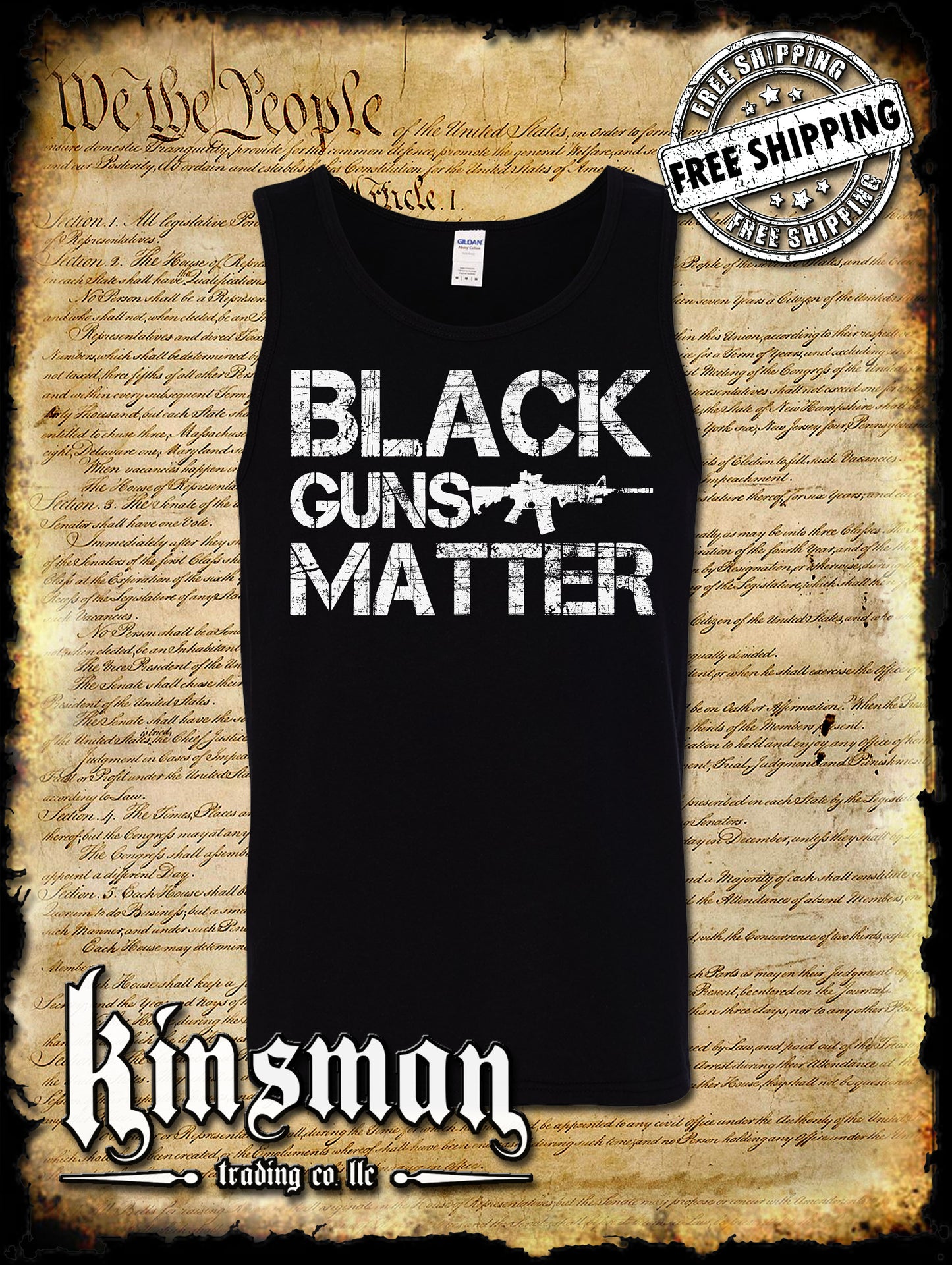 Black Guns Matter Tank Top T-Shirt / 2nd Amendment Pro Gun Rights AR-15 USA