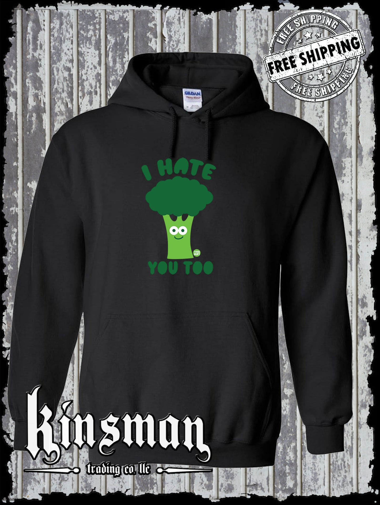 I Hate You Too Broccoli Funny Hoodie / Sweatshirt Todd Goldman Art Licensed