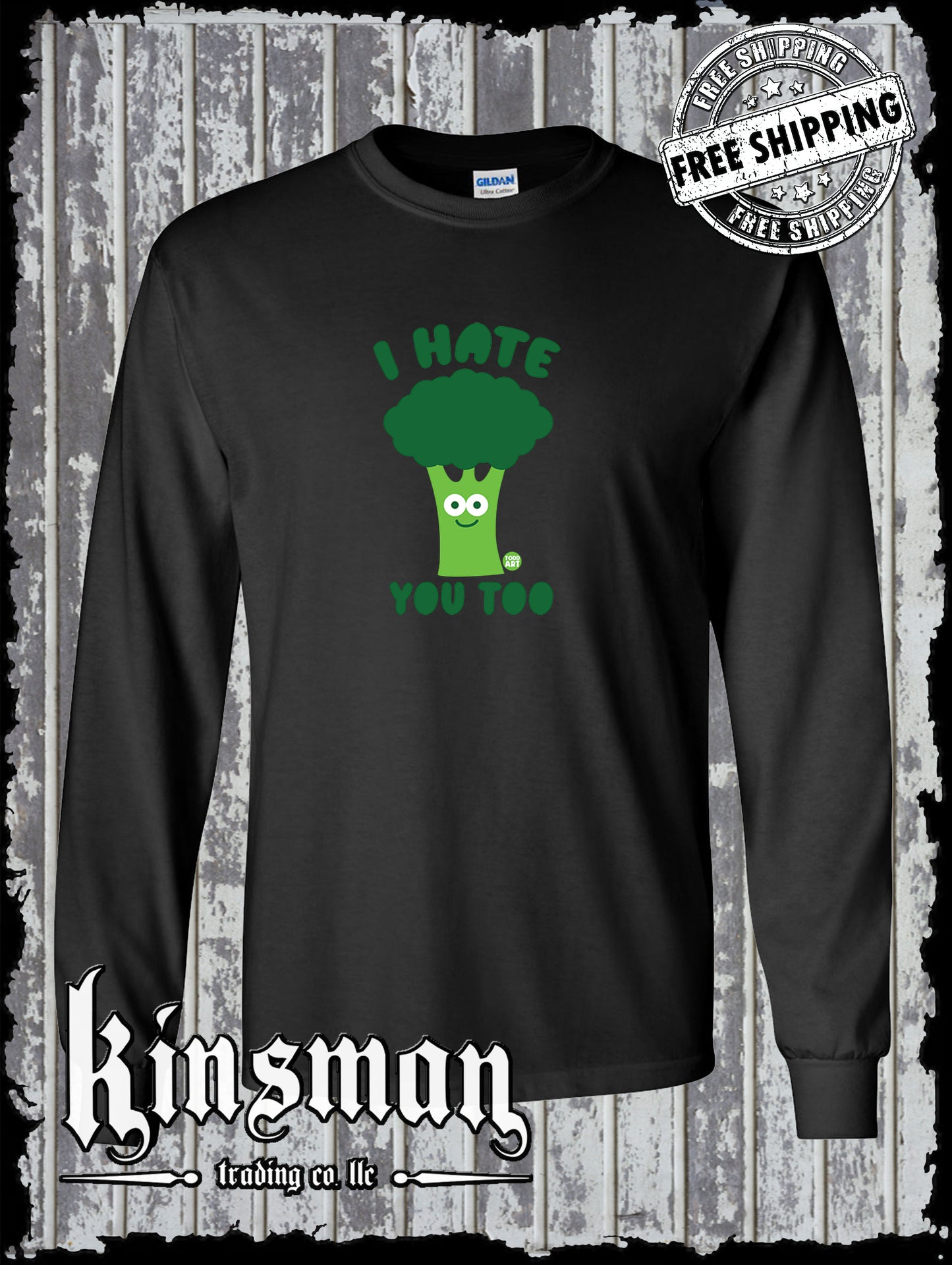 I Hate You Too Broccoli Funny Long Sleeve T-Shirt Todd Goldman Art Licensed
