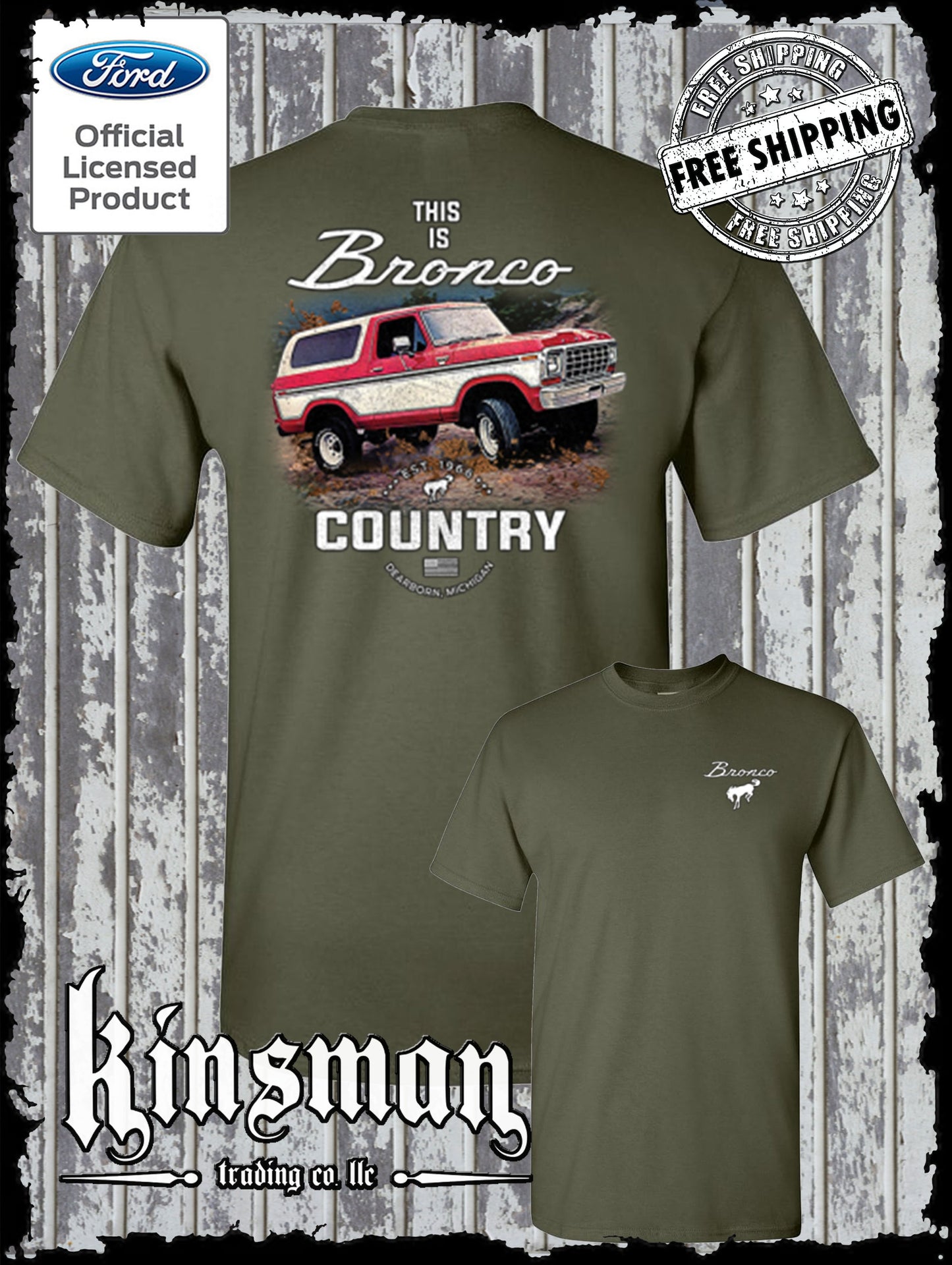 Bronco Country Ford 2-Sided T-Shirt - Official Licensed Product