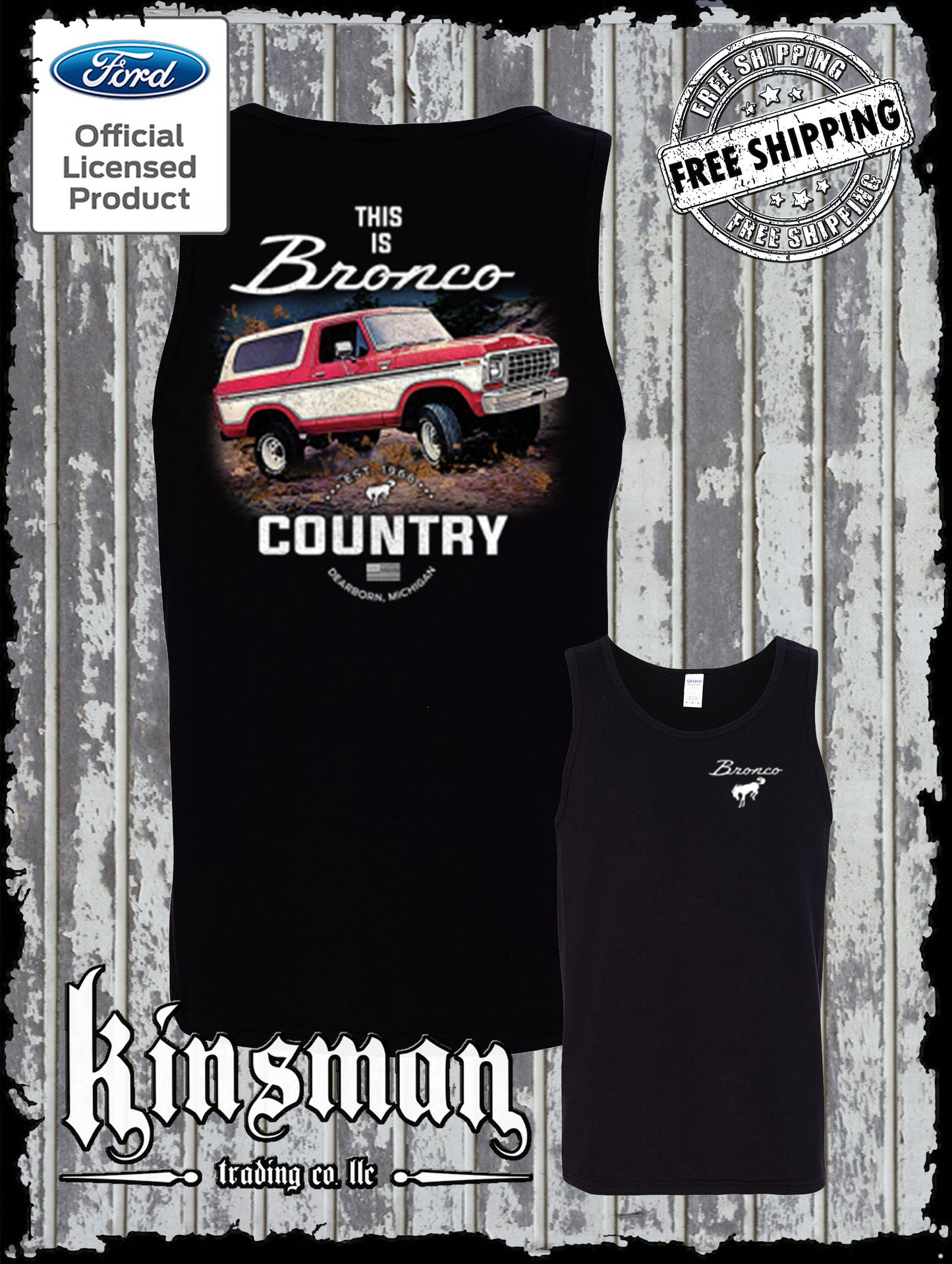 Bronco Country Ford 2-Sided Tank Top T-Shirt - Official Licensed Product