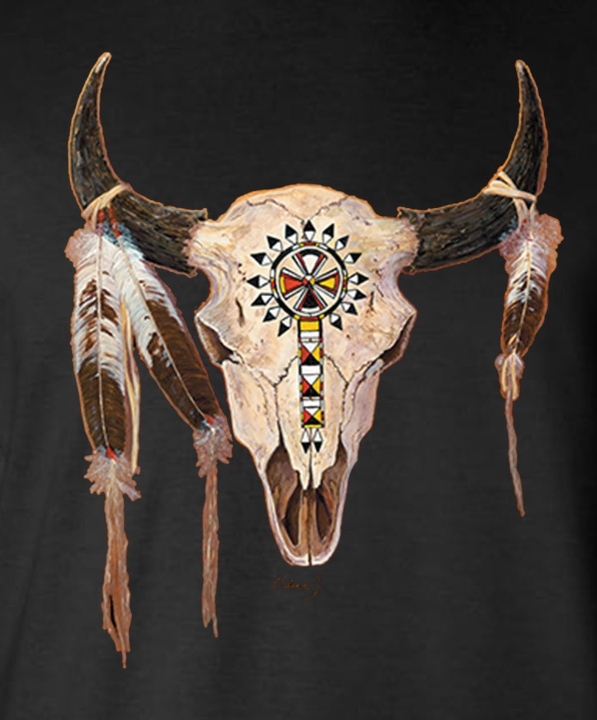 Buffalo Skull Native American Feather Hoodie / Sweatshirt Indian