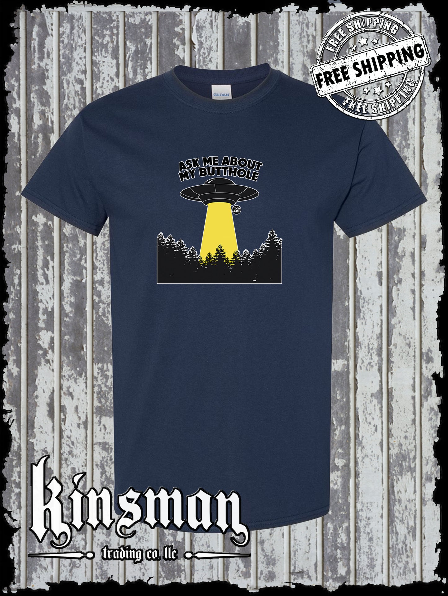 Ask Me About My Butthole Funny Alien UFO T-Shirt Todd Goldman Licensed
