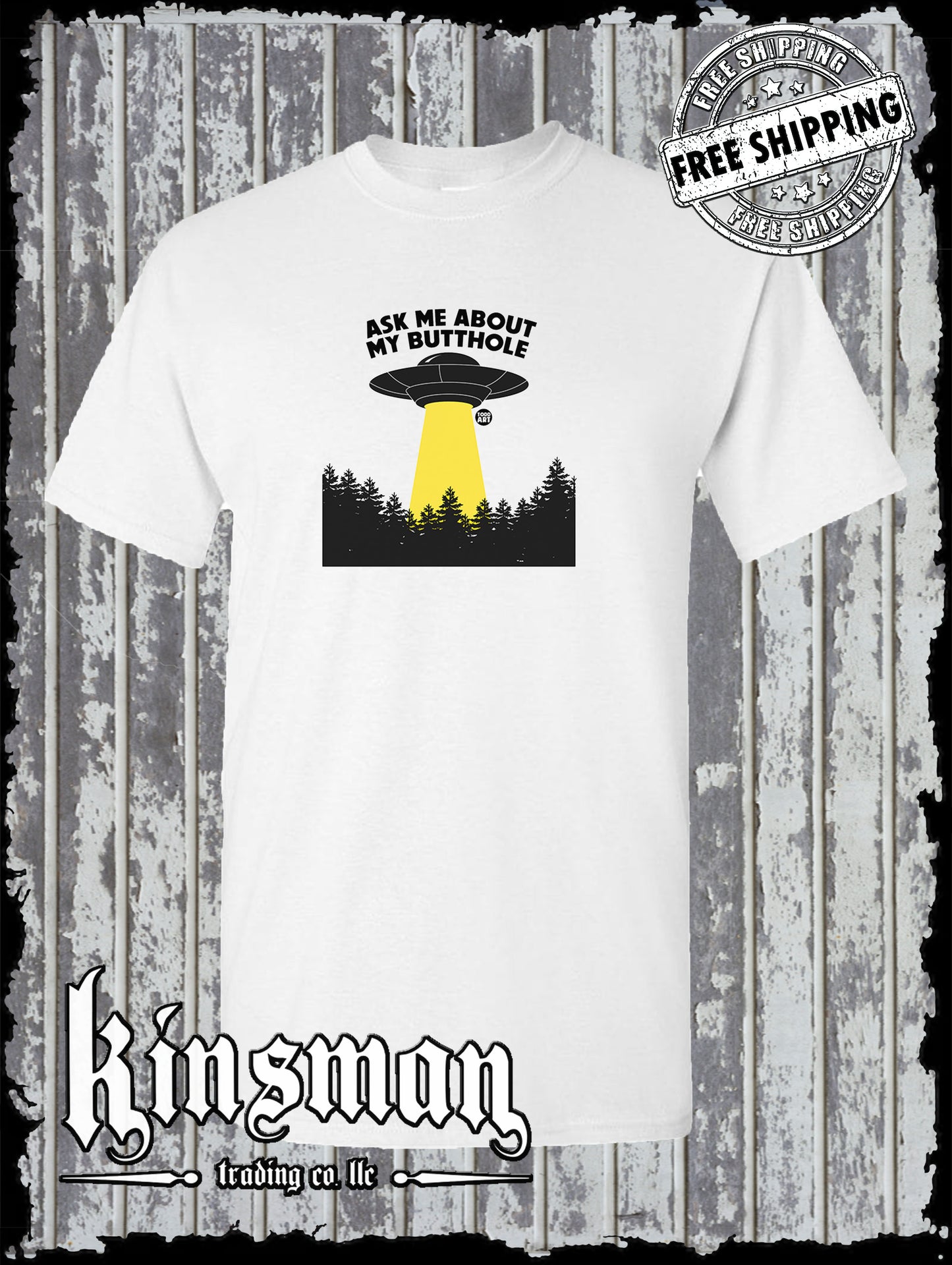Ask Me About My Butthole Funny Alien UFO T-Shirt Todd Goldman Licensed