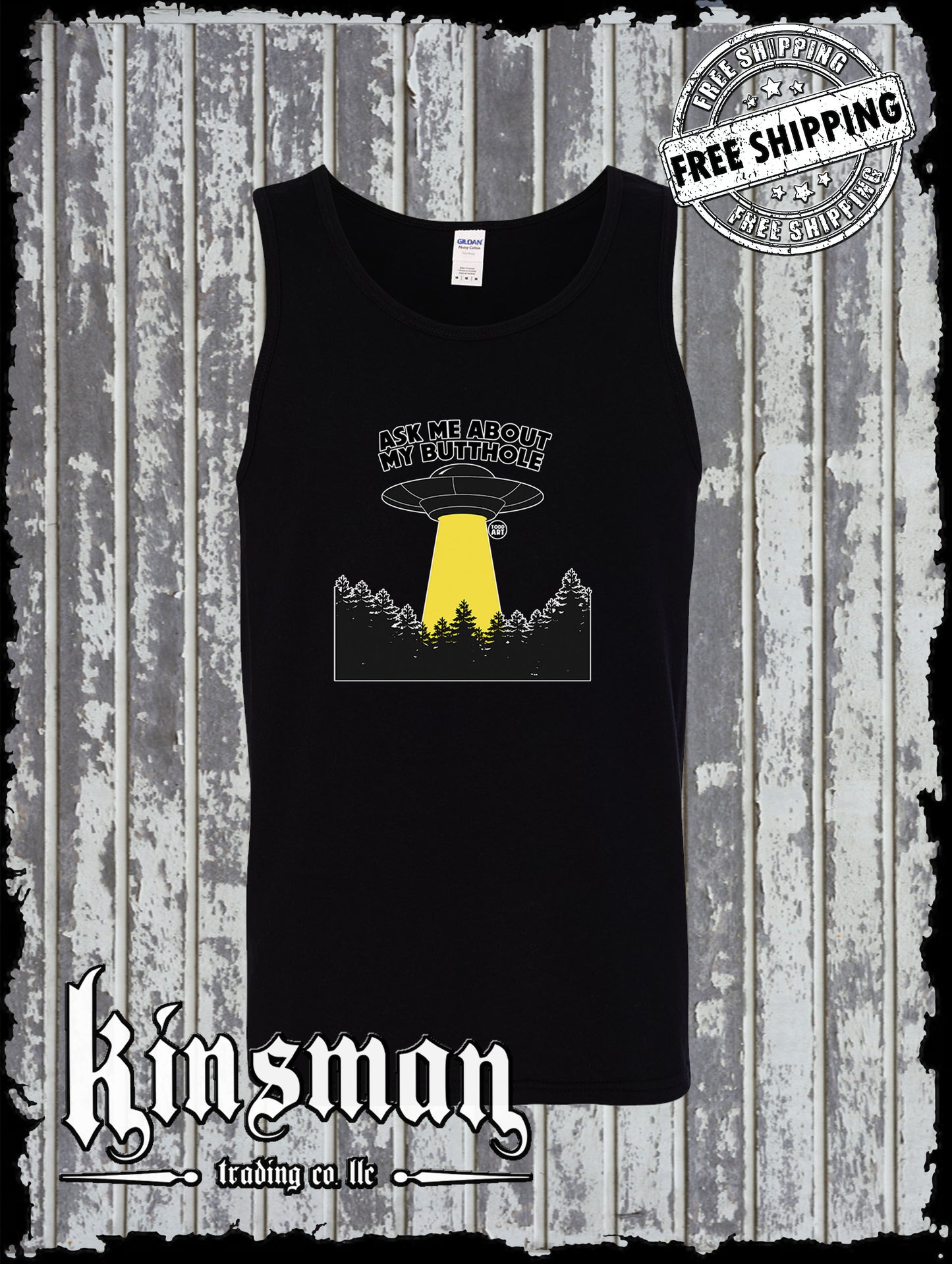 Ask Me About My Butthole Funny Alien UFO Tank Top T-Shirt Todd Goldman Licensed