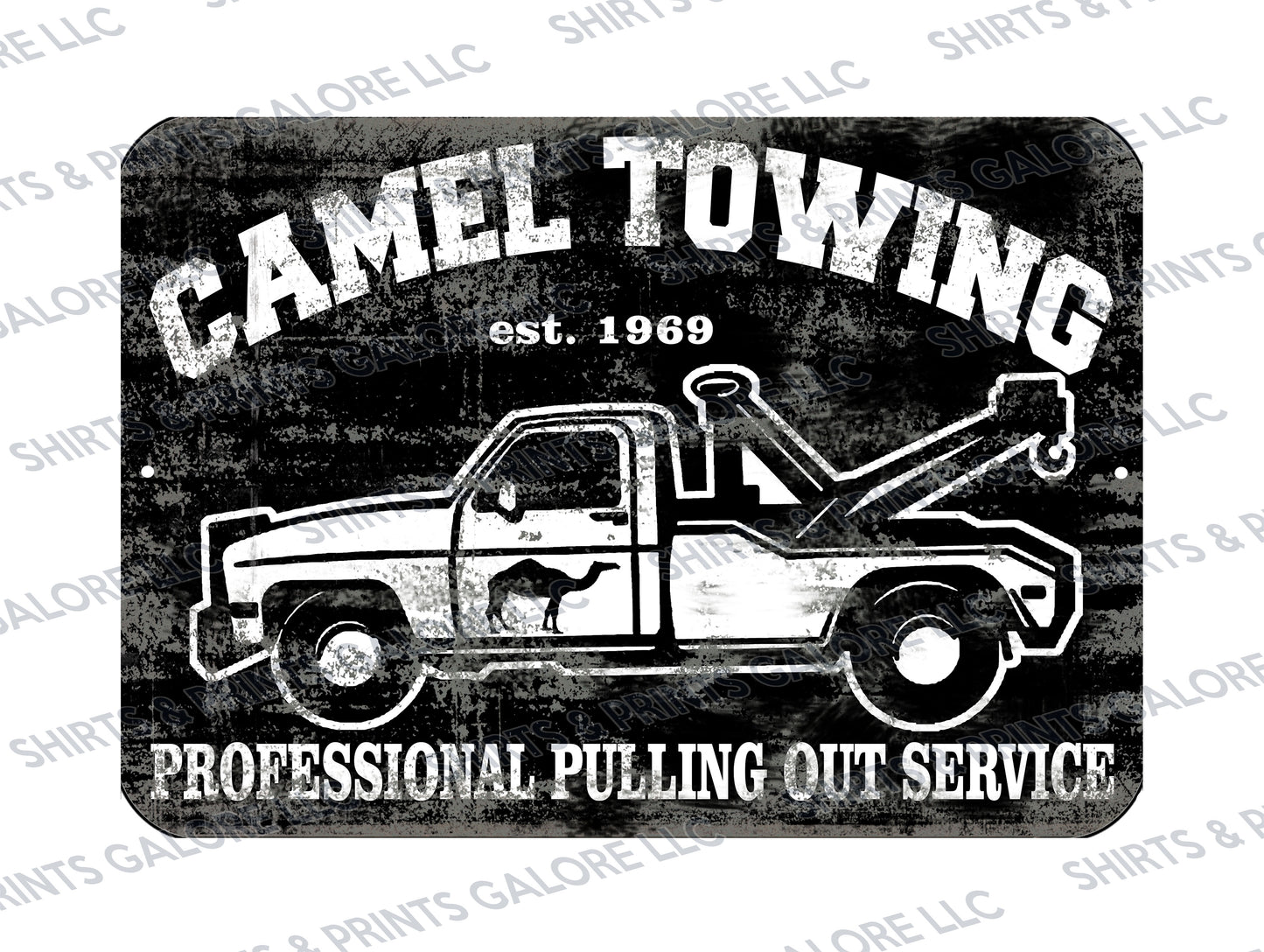 Camel Towing Pulling Out Professional Service Metal Sign 9x12- Funny Adult Humor