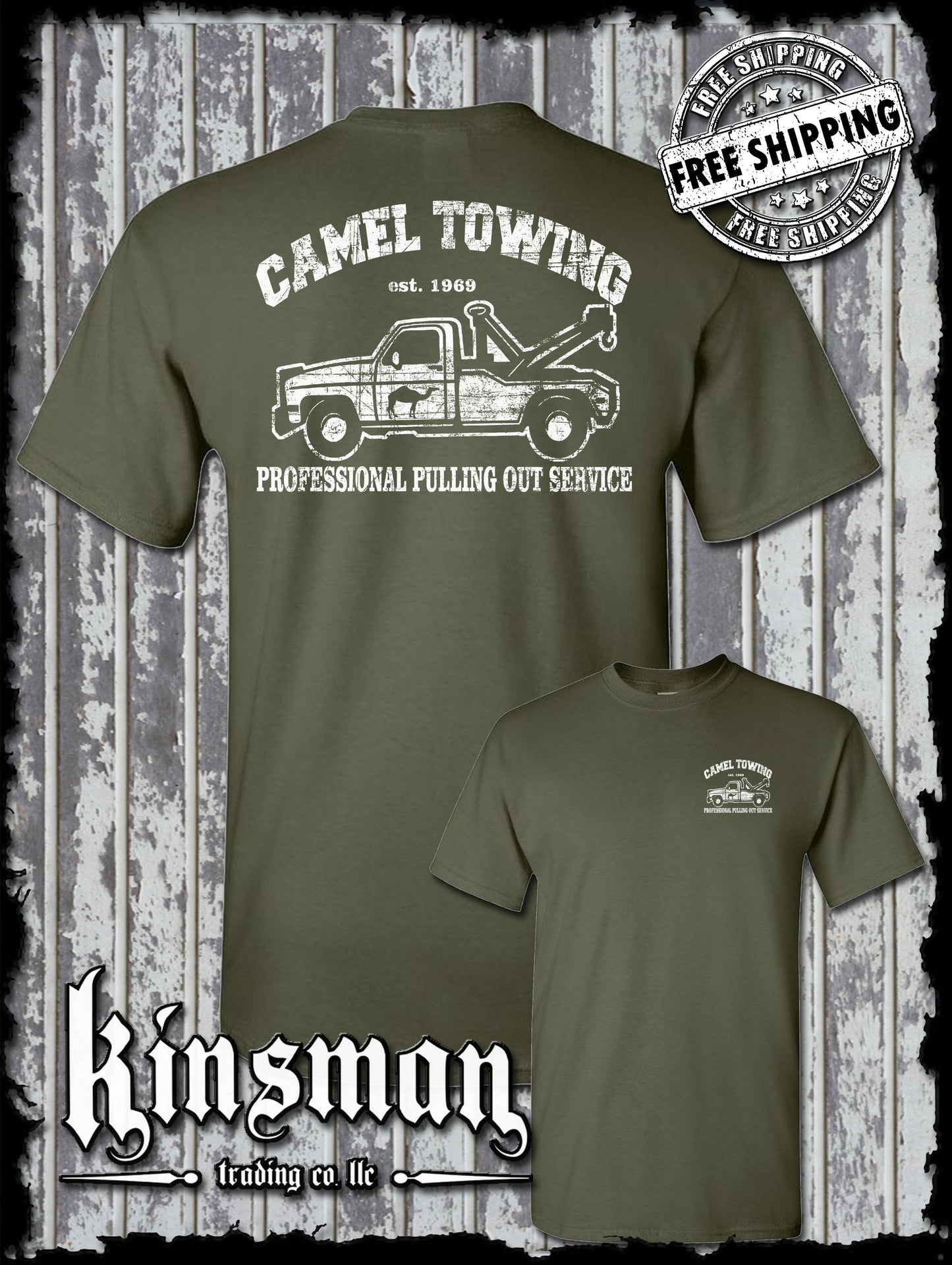 Camel Towing Pulling Out Professional Service T-Shirt - Funny Adult Humor