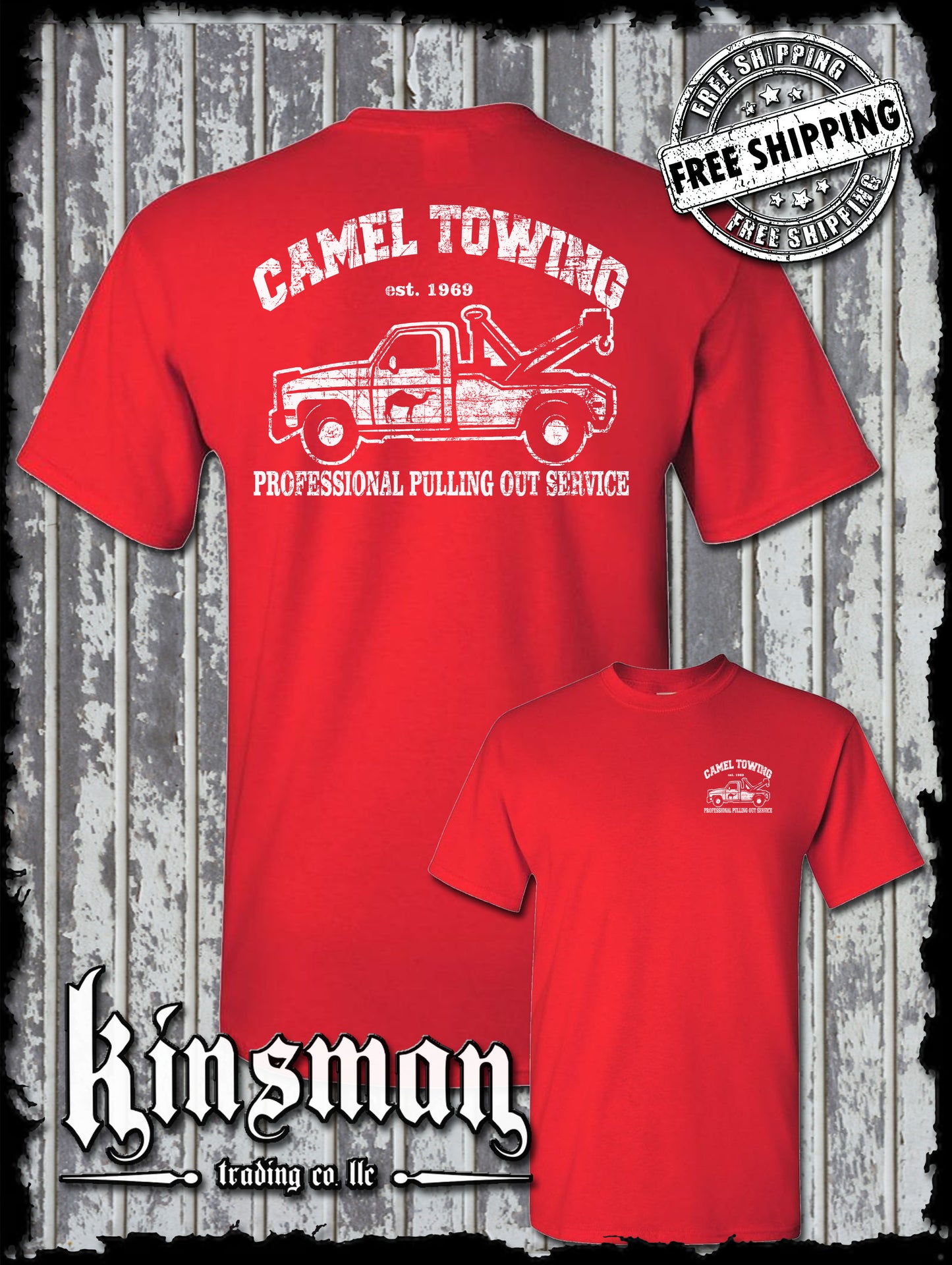 Camel Towing Pulling Out Professional Service T-Shirt - Funny Adult Humor