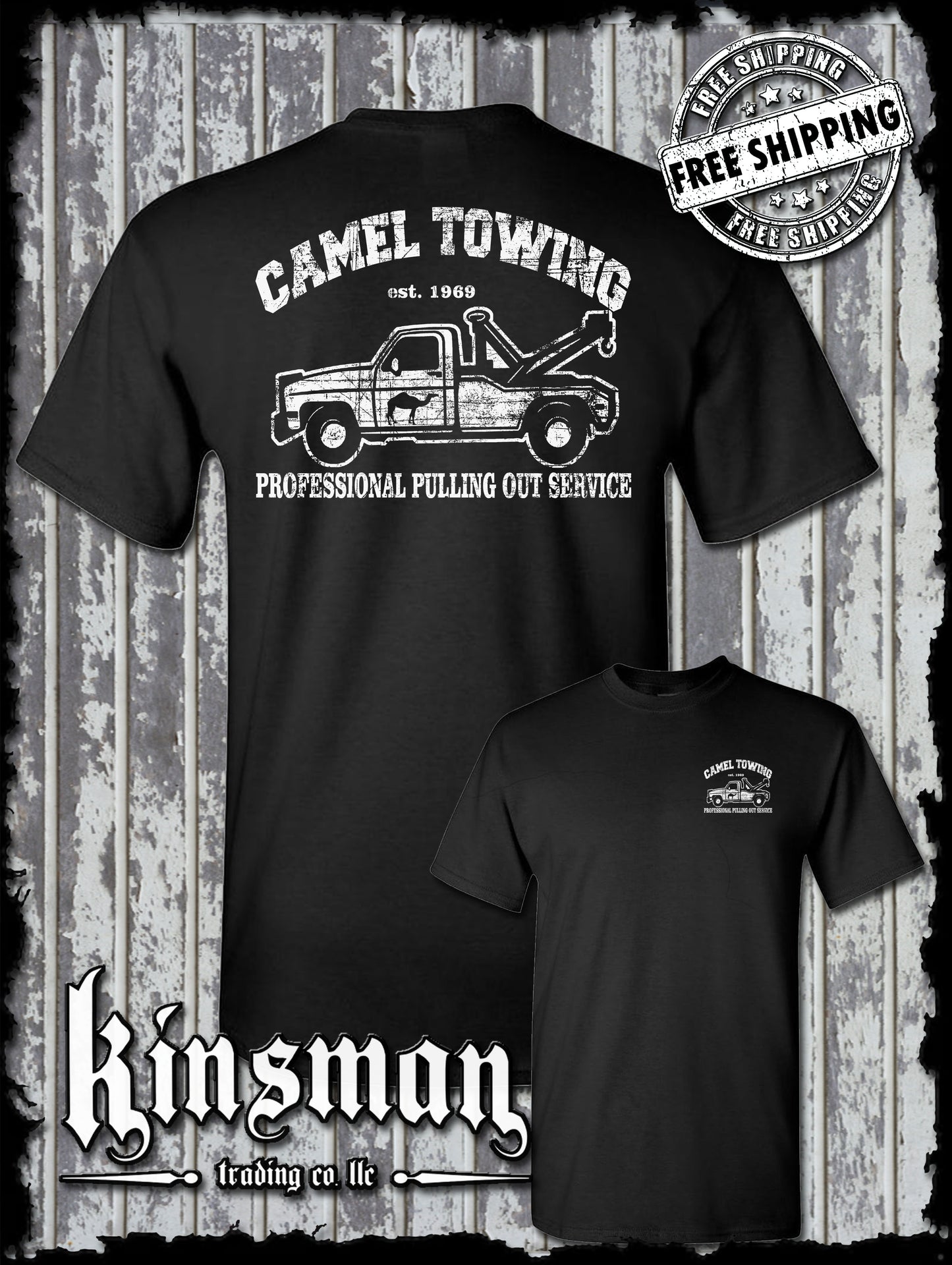 Camel Towing Pulling Out Professional Service T-Shirt - Funny Adult Humor