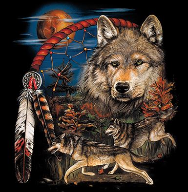 Tribesman Native American Tank Top T-Shirt / Wolves Dreamcatcher Indian Tee