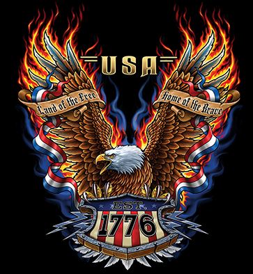 Land of the Free 1776 American Eagle Hoodie / Sweatshirt Biker MC CC USA Flag