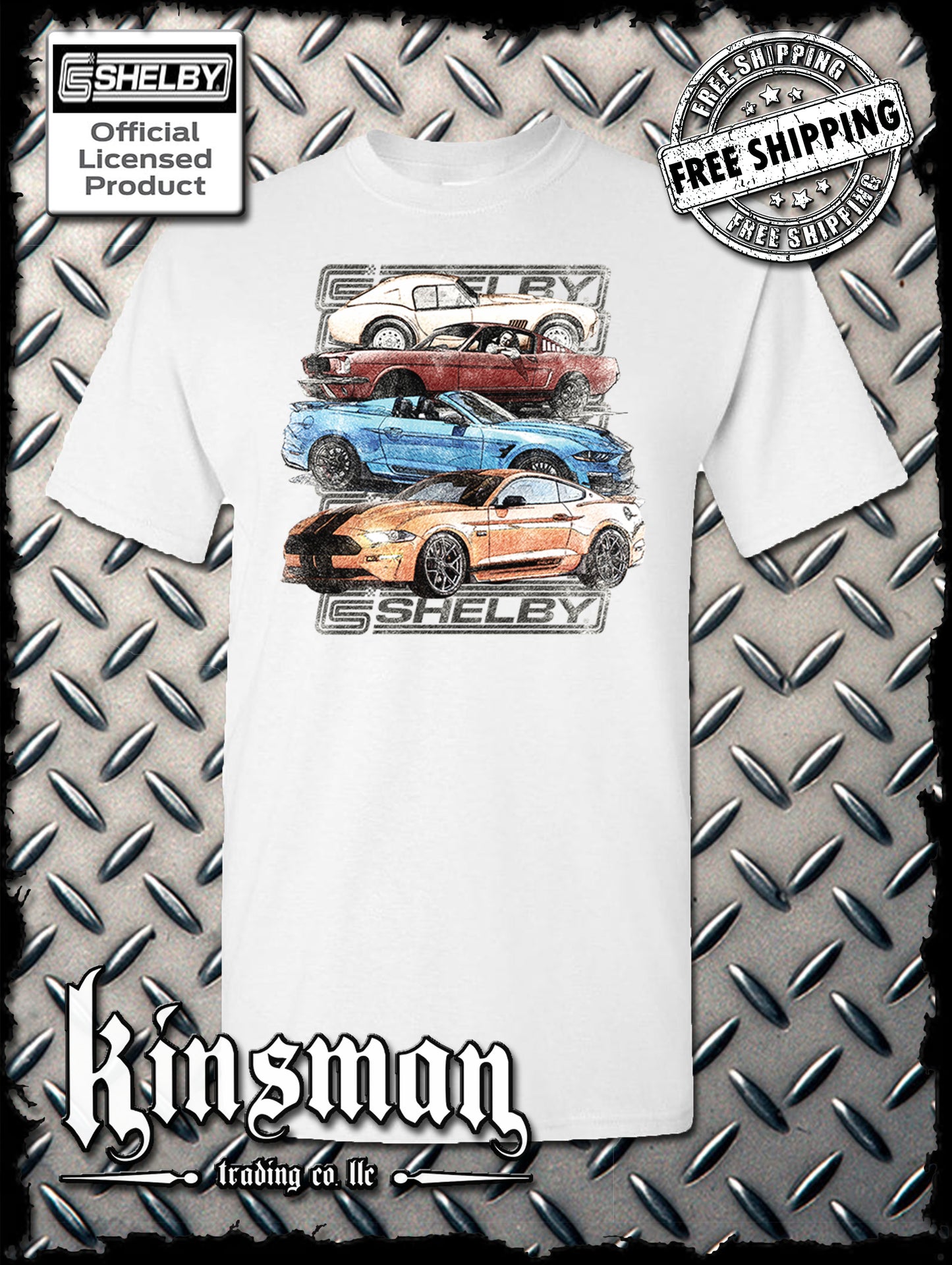 Carroll Shelby Cars Sketch Design T-Shirt Ford Mustang GT 500