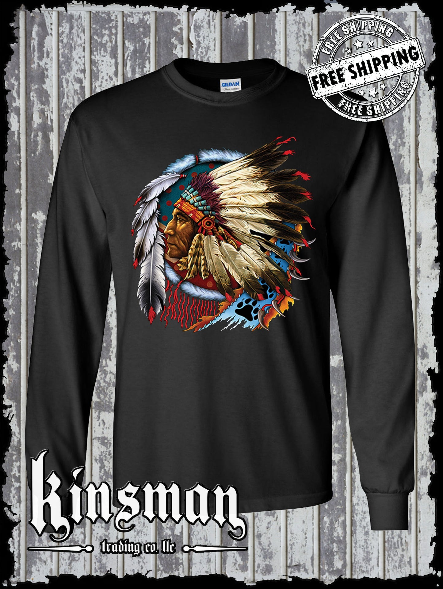 Chief Indian Dreamcatcher Long Sleeve T-Shirt / Native American