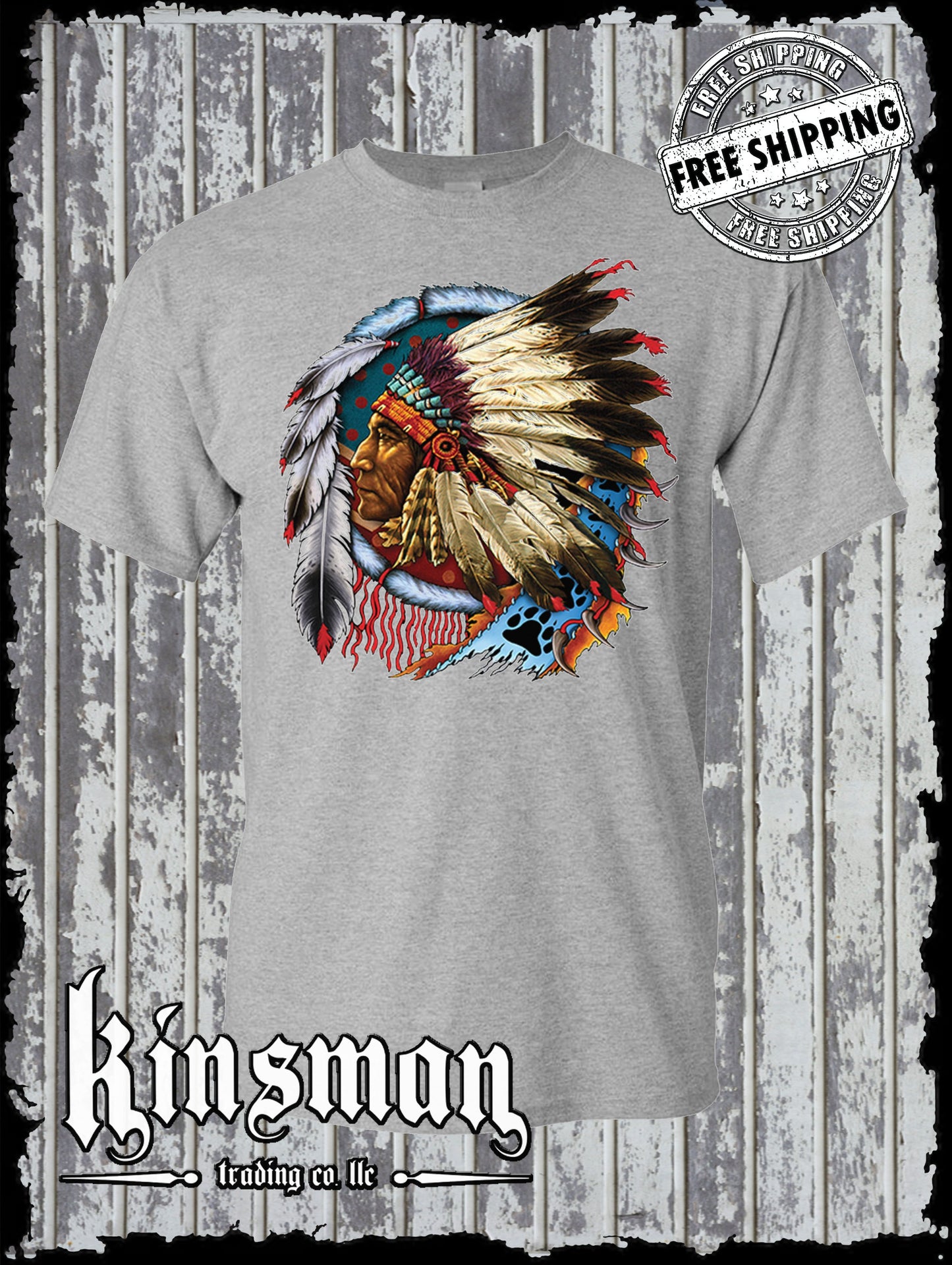 Chief Indian Dreamcatcher Native American War Bonnet Feathers T-Shirt