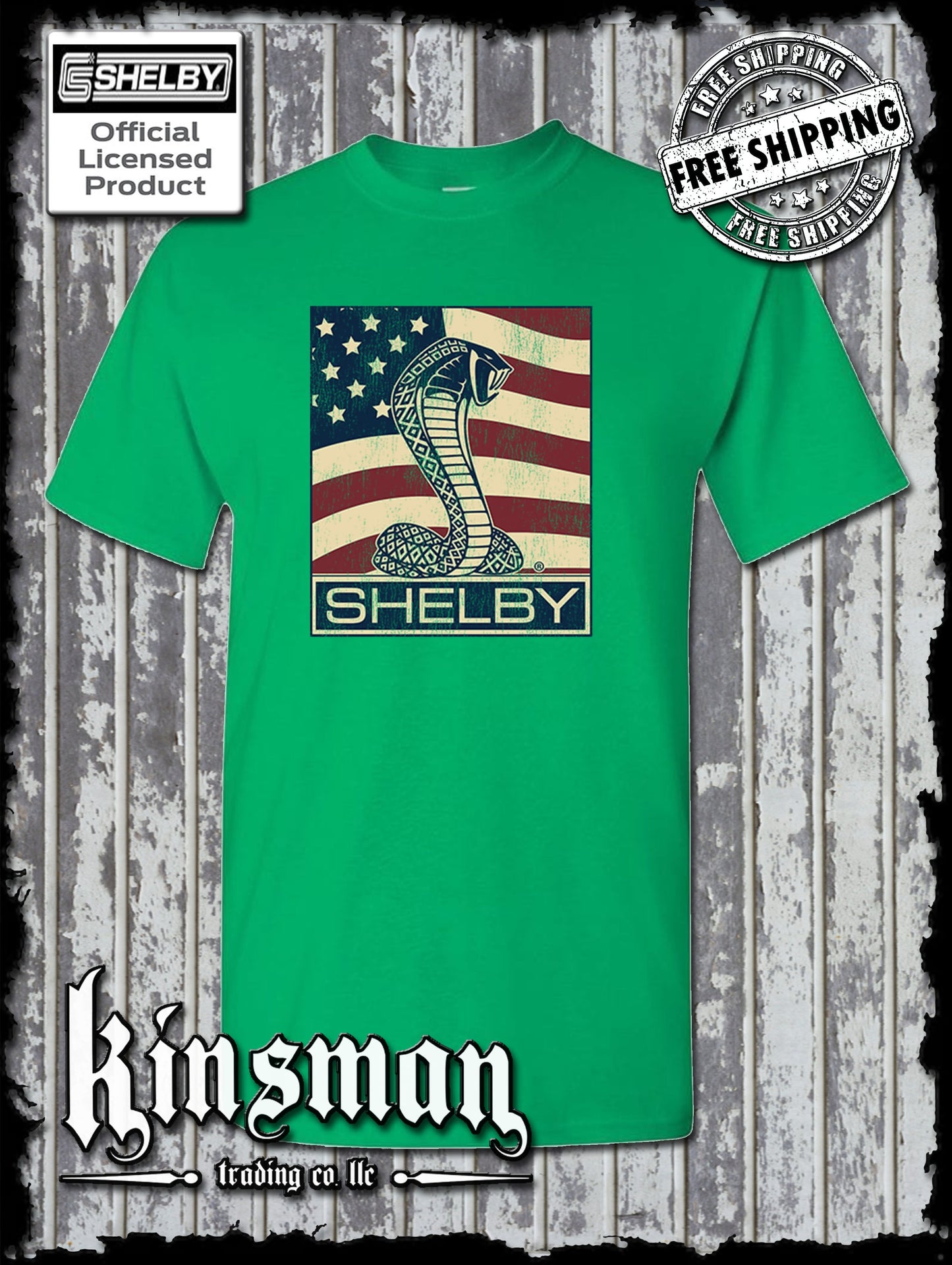 Carroll Shelby Cobra US Flag Logo T-Shirt