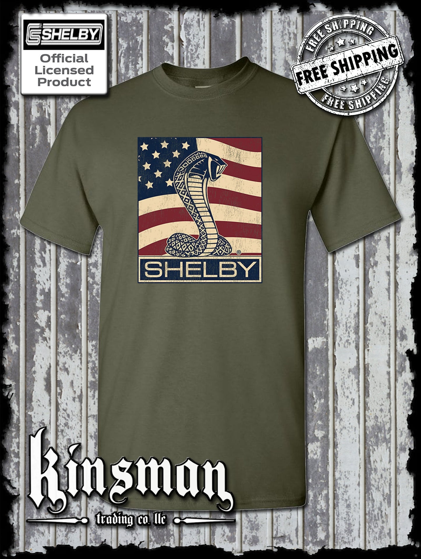 Carroll Shelby Cobra US Flag Logo T-Shirt