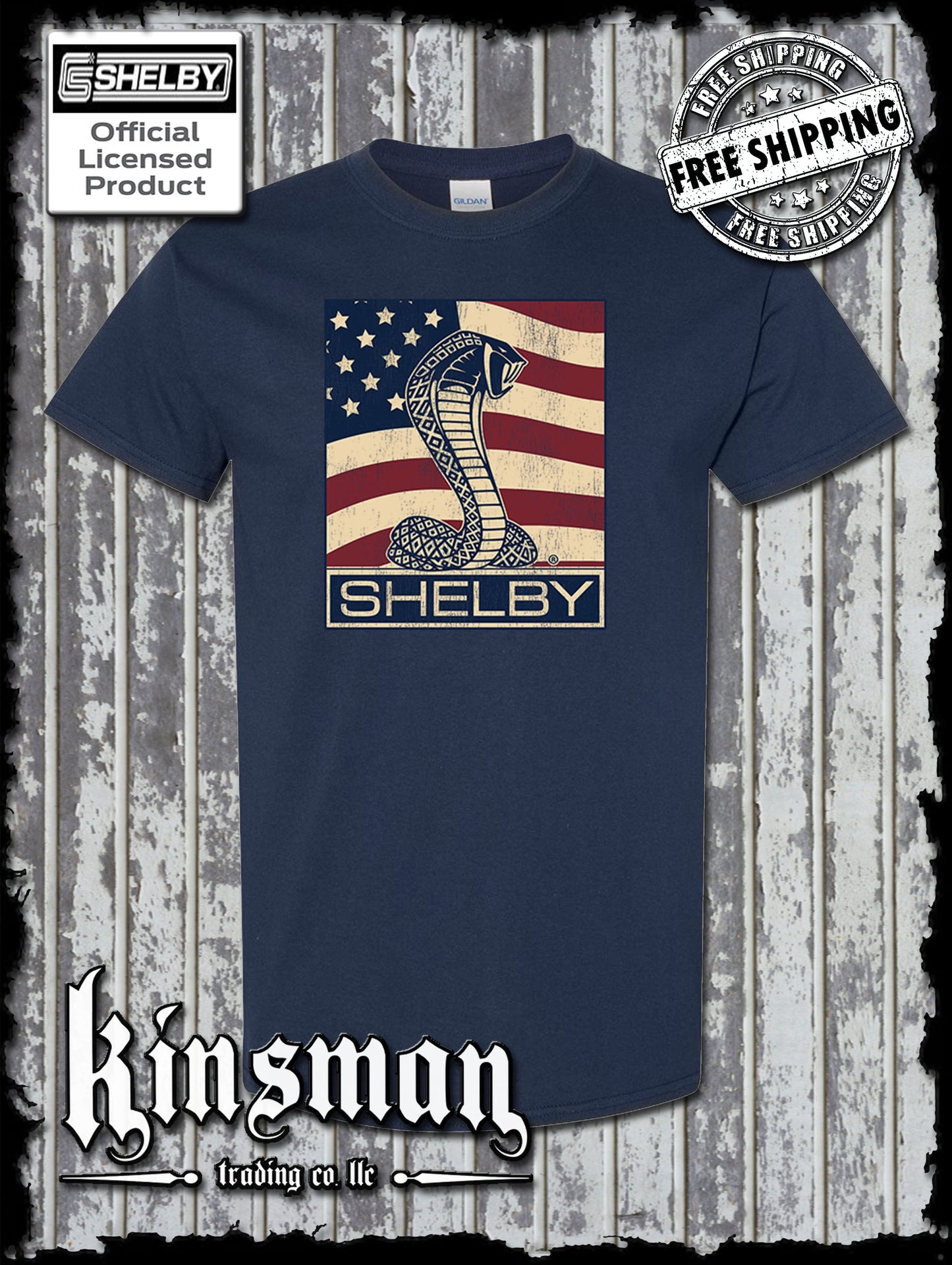Carroll Shelby Cobra US Flag Logo T-Shirt
