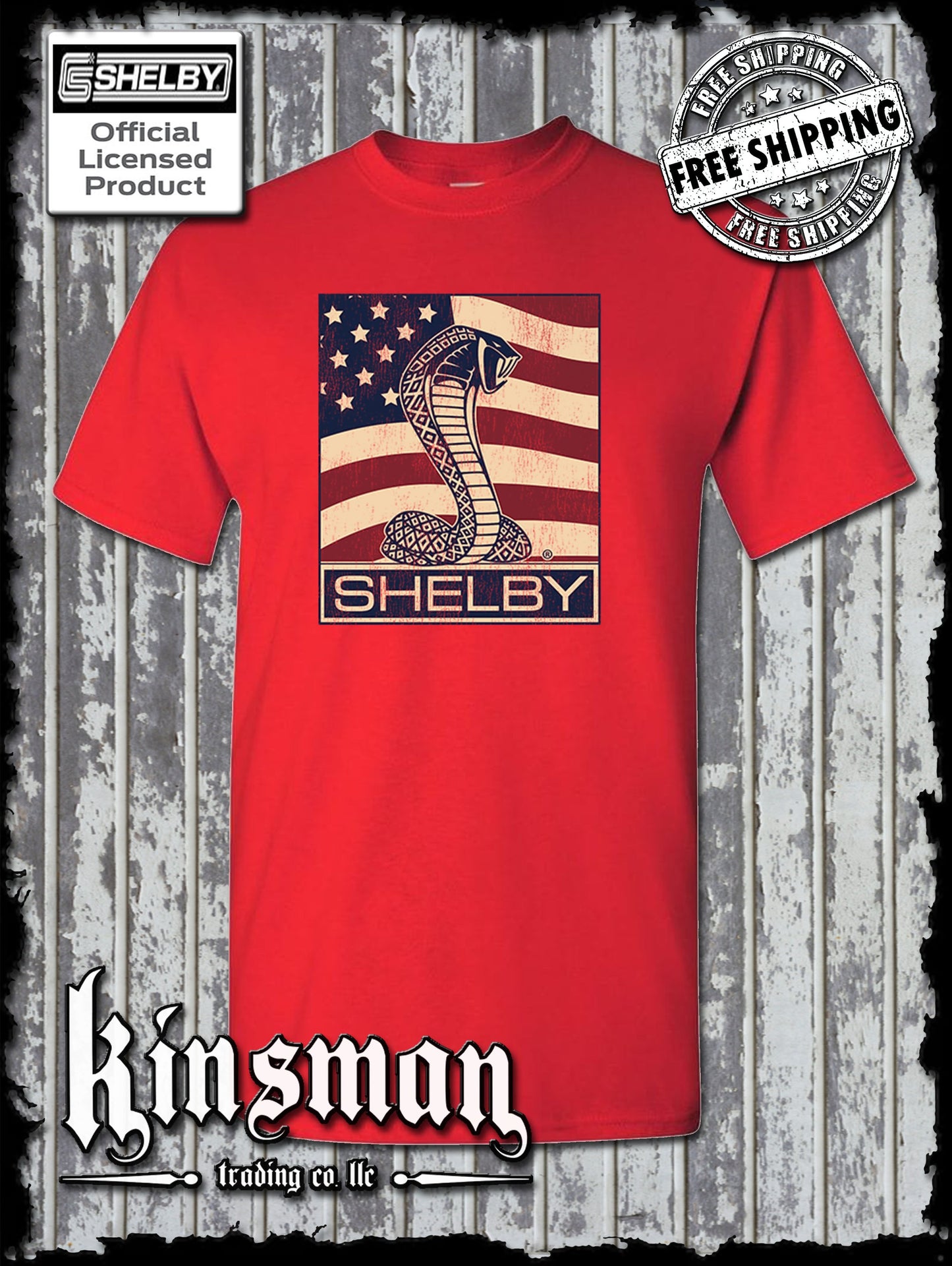 Carroll Shelby Cobra US Flag Logo T-Shirt