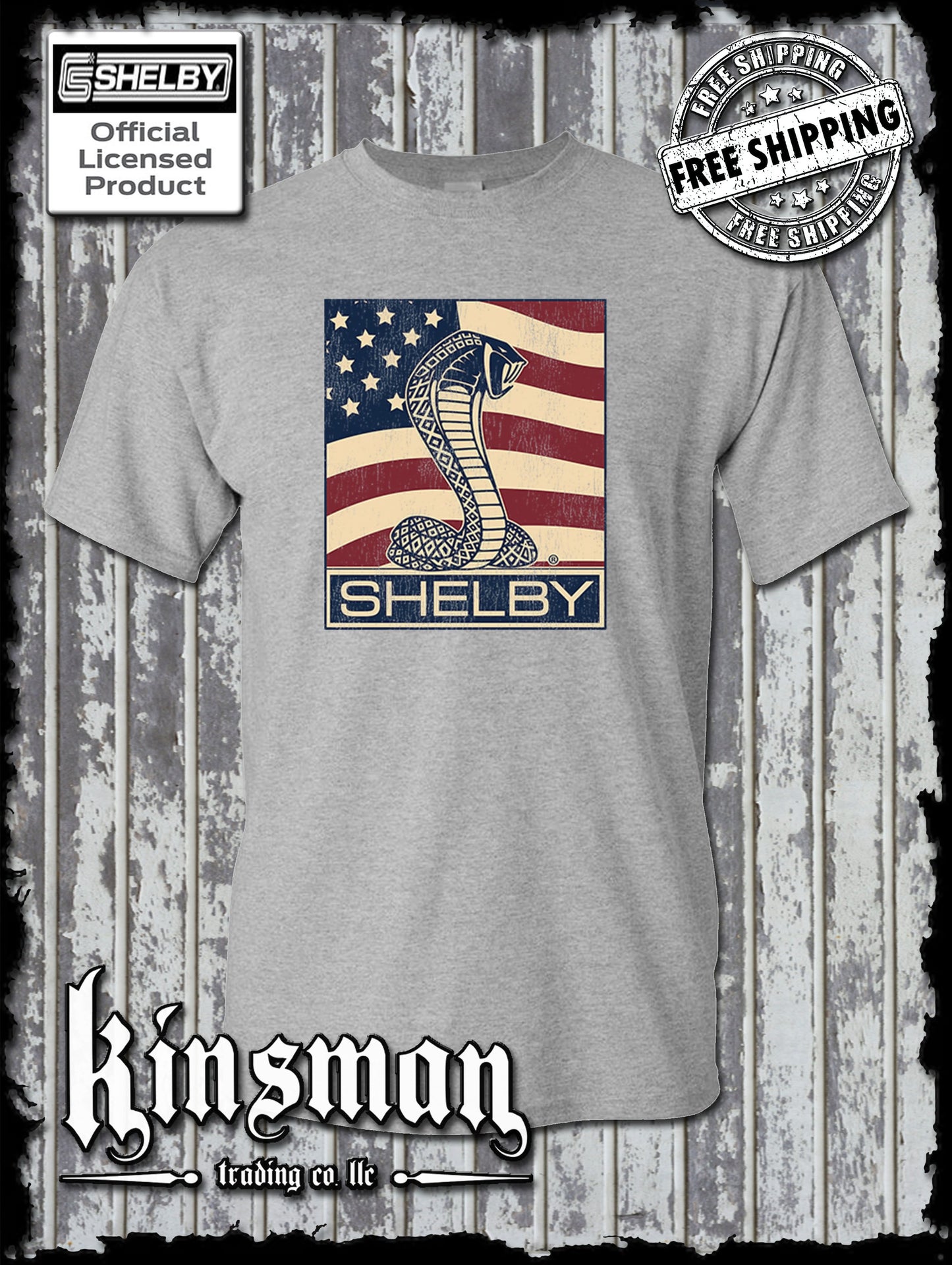 Carroll Shelby Cobra US Flag Logo T-Shirt