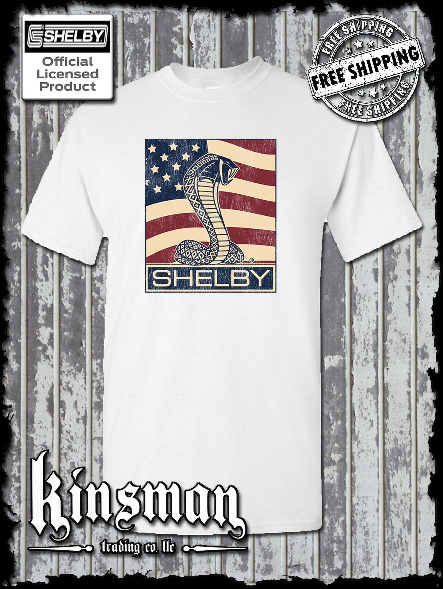 Carroll Shelby Cobra US Flag Logo T-Shirt