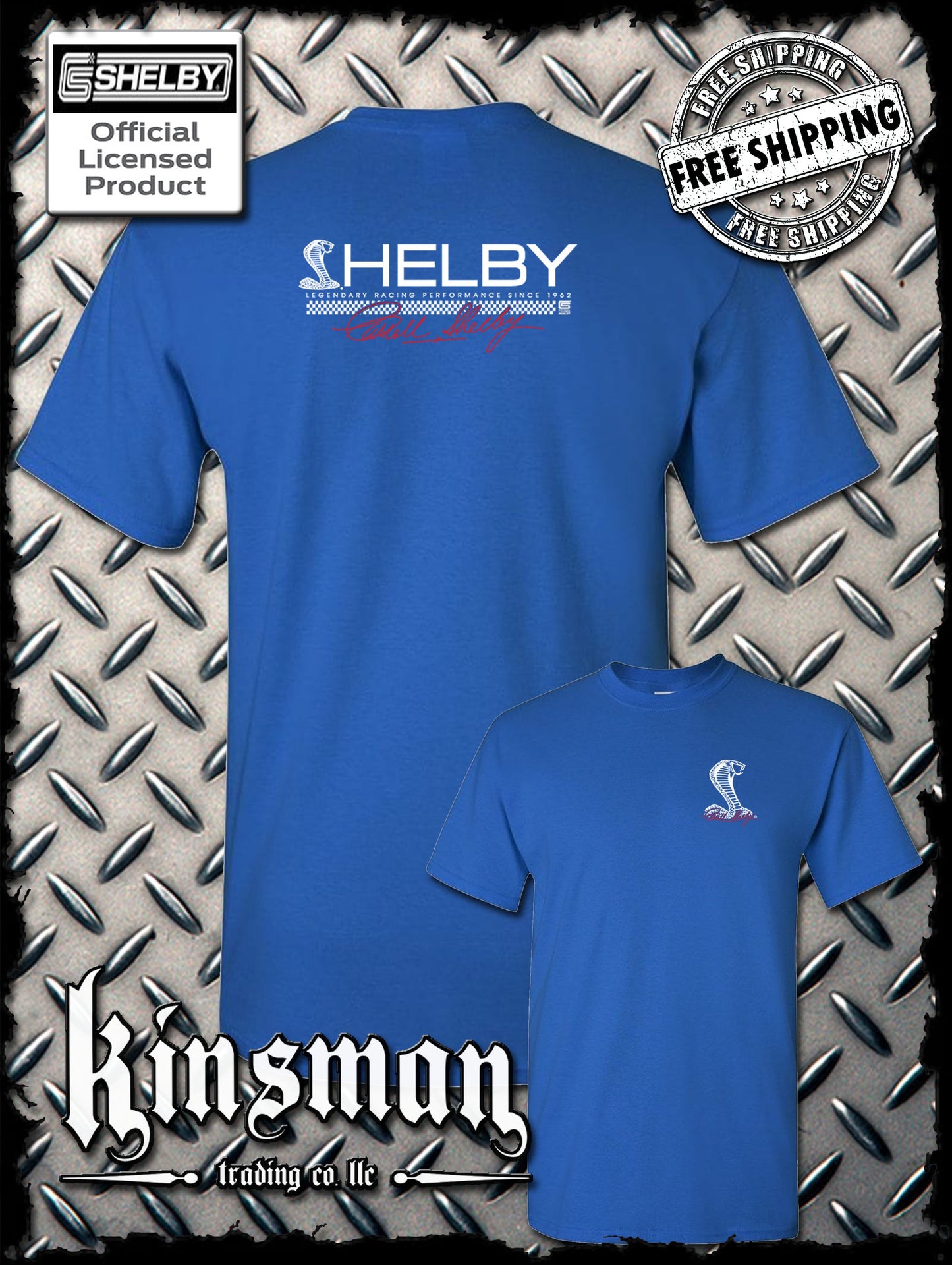 Carroll Shelby Cobra Strip Logo 2-Sided T-Shirt