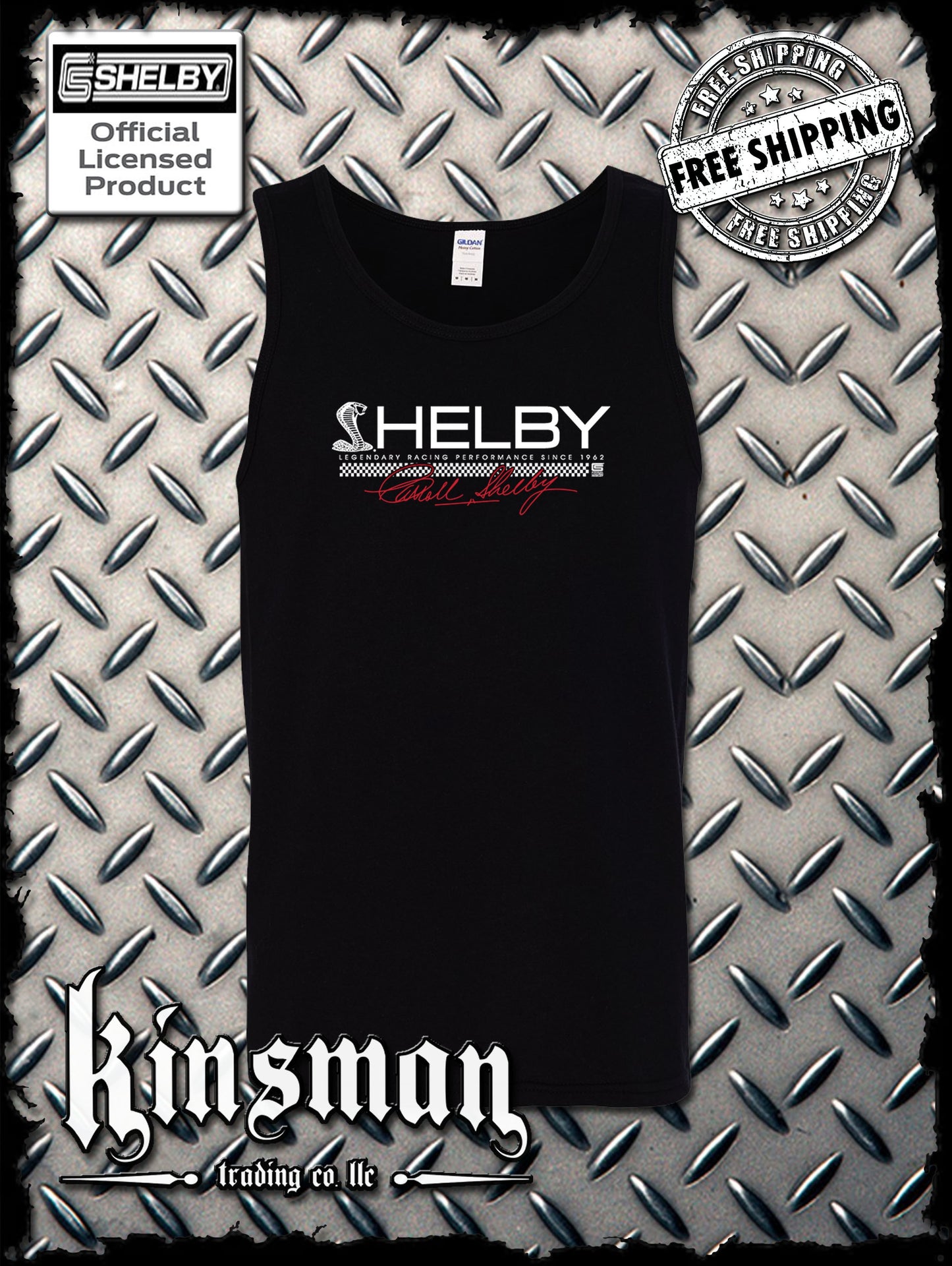 Carroll Shelby Cobra Strip Logo Tank Top T-Shirt