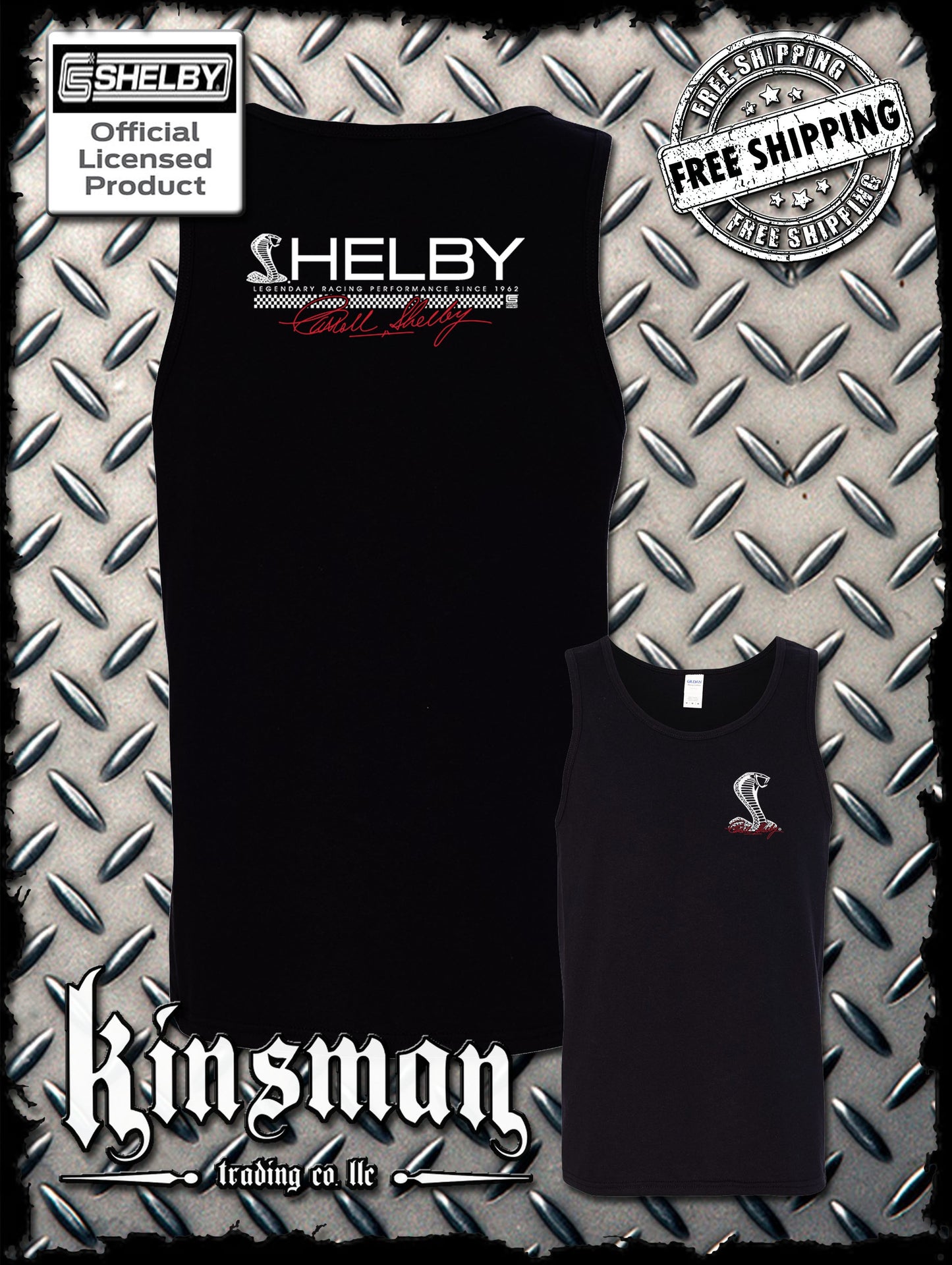 Carroll Shelby Cobra Strip Logo 2-Sided Tank Top T-Shirt