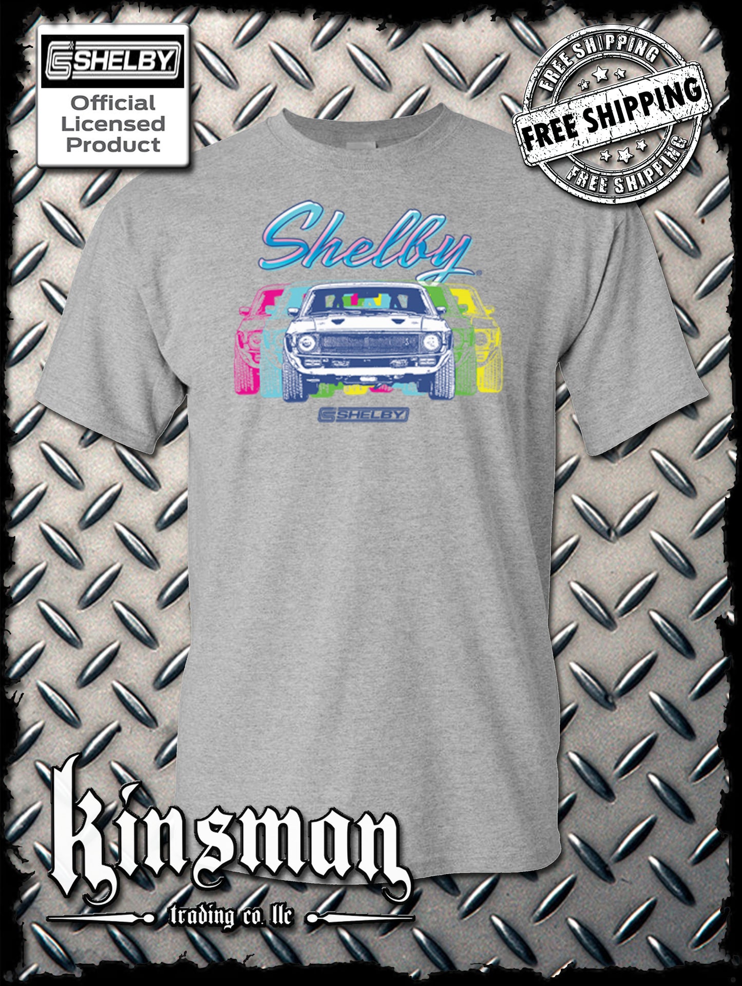 Carroll Shelby Colorful Logo T-Shirt Ford Mustang GT 500