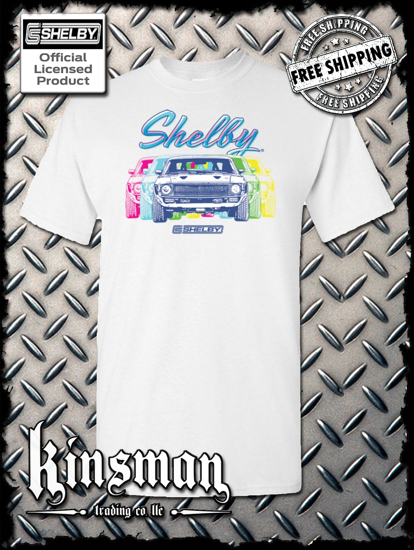 Carroll Shelby Colorful Logo T-Shirt Ford Mustang GT 500