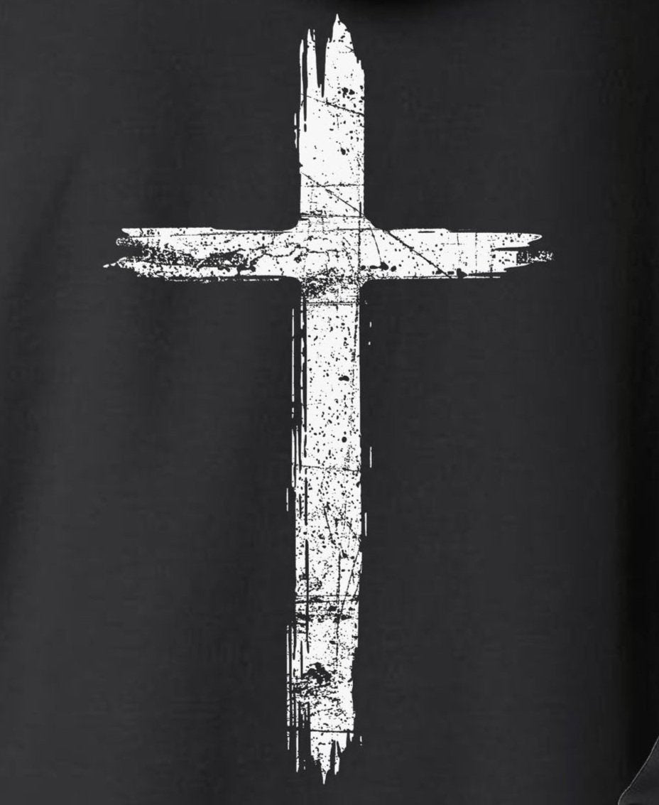 Cross Distressed Crucifix Hoodie / Sweatshirt - Catholic Christian Jesus God Faith