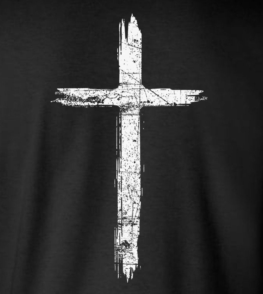 Cross Distressed Crucifix 2-Sided Long Sleeve T-Shirt / Catholic Christian Jesus God Faith