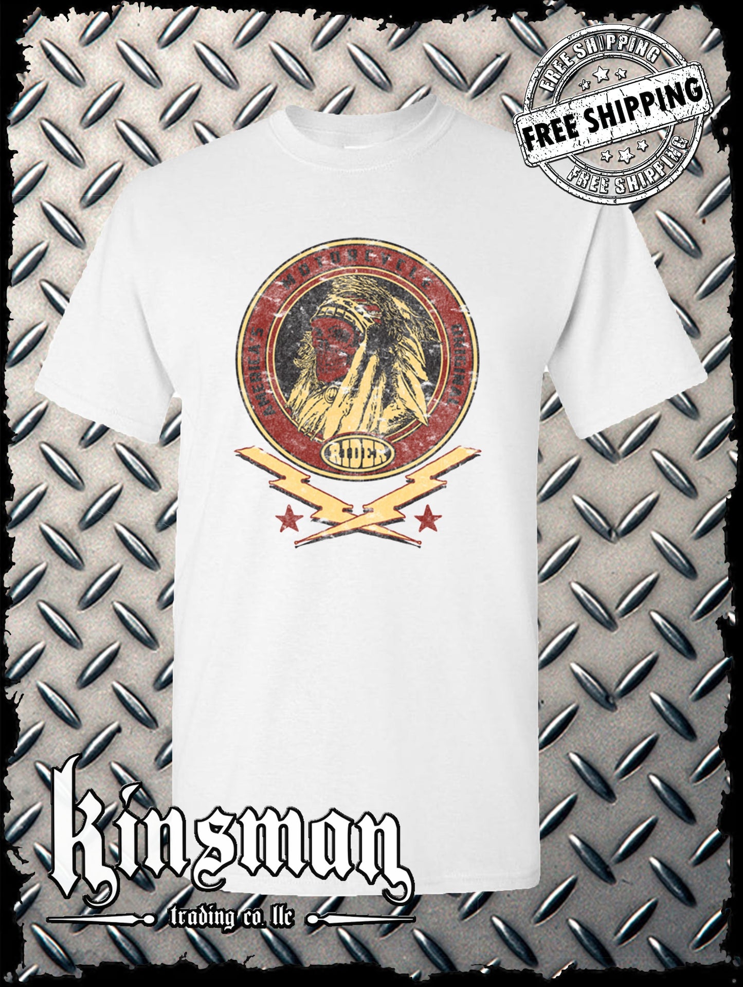 Custom Tradition Motorcycle Biker T-Shirt / Indian Skull War Bonnet