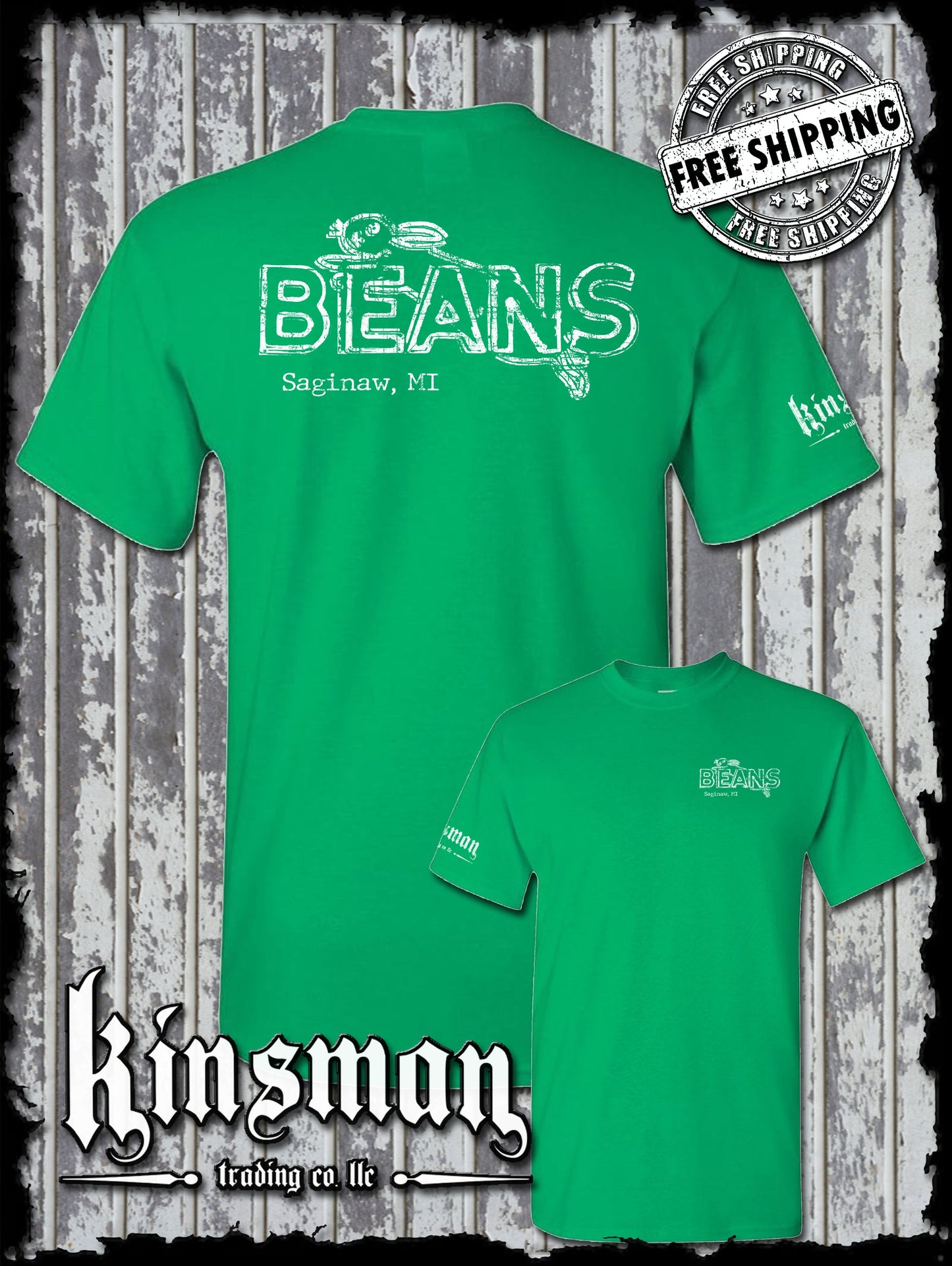 Saginaw Beans Bunny Rabbit 2-Sided T-Shirt Souvenir Gift Mid-Michigan