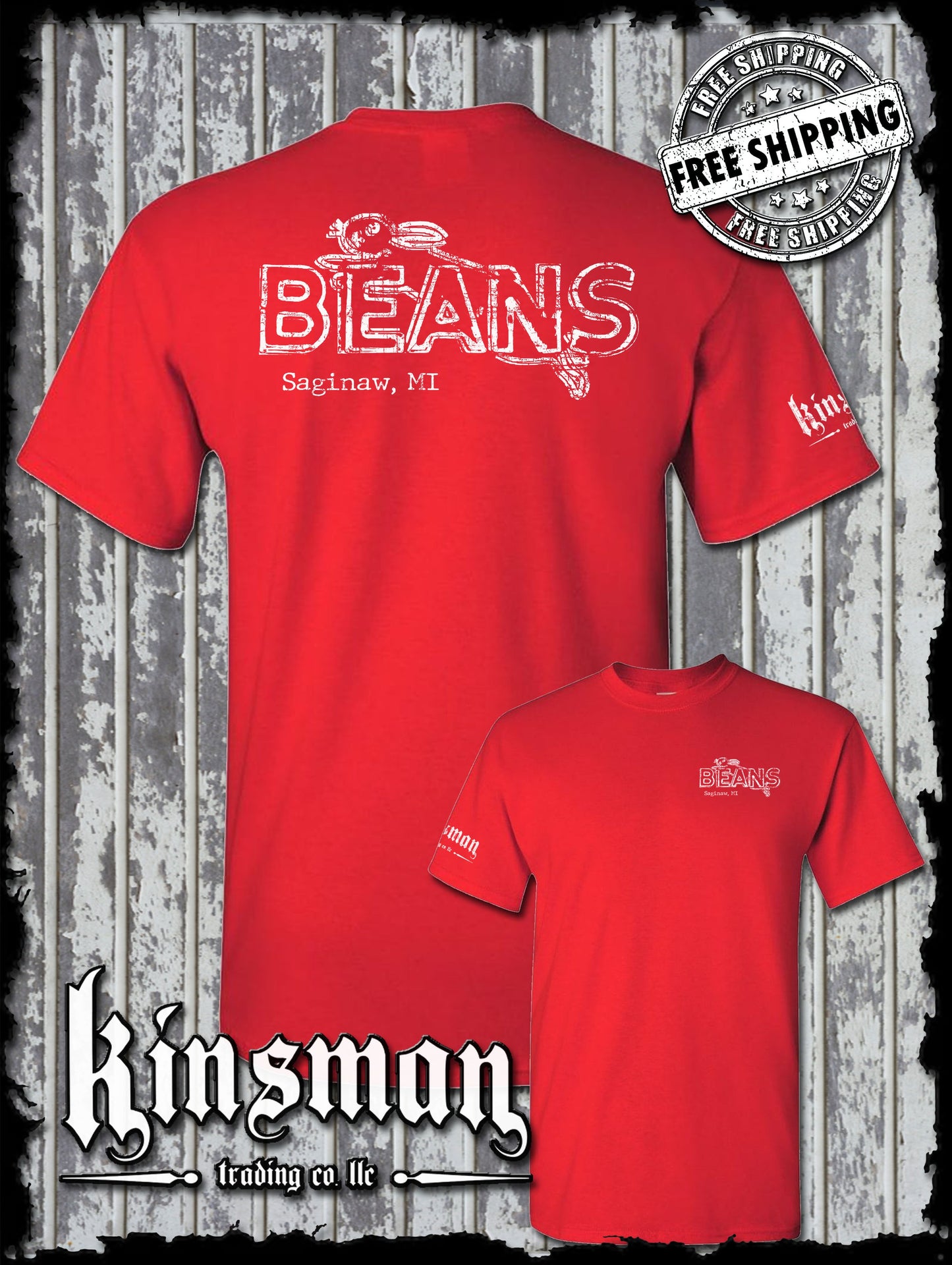 Saginaw Beans Bunny Rabbit 2-Sided T-Shirt Souvenir Gift Mid-Michigan