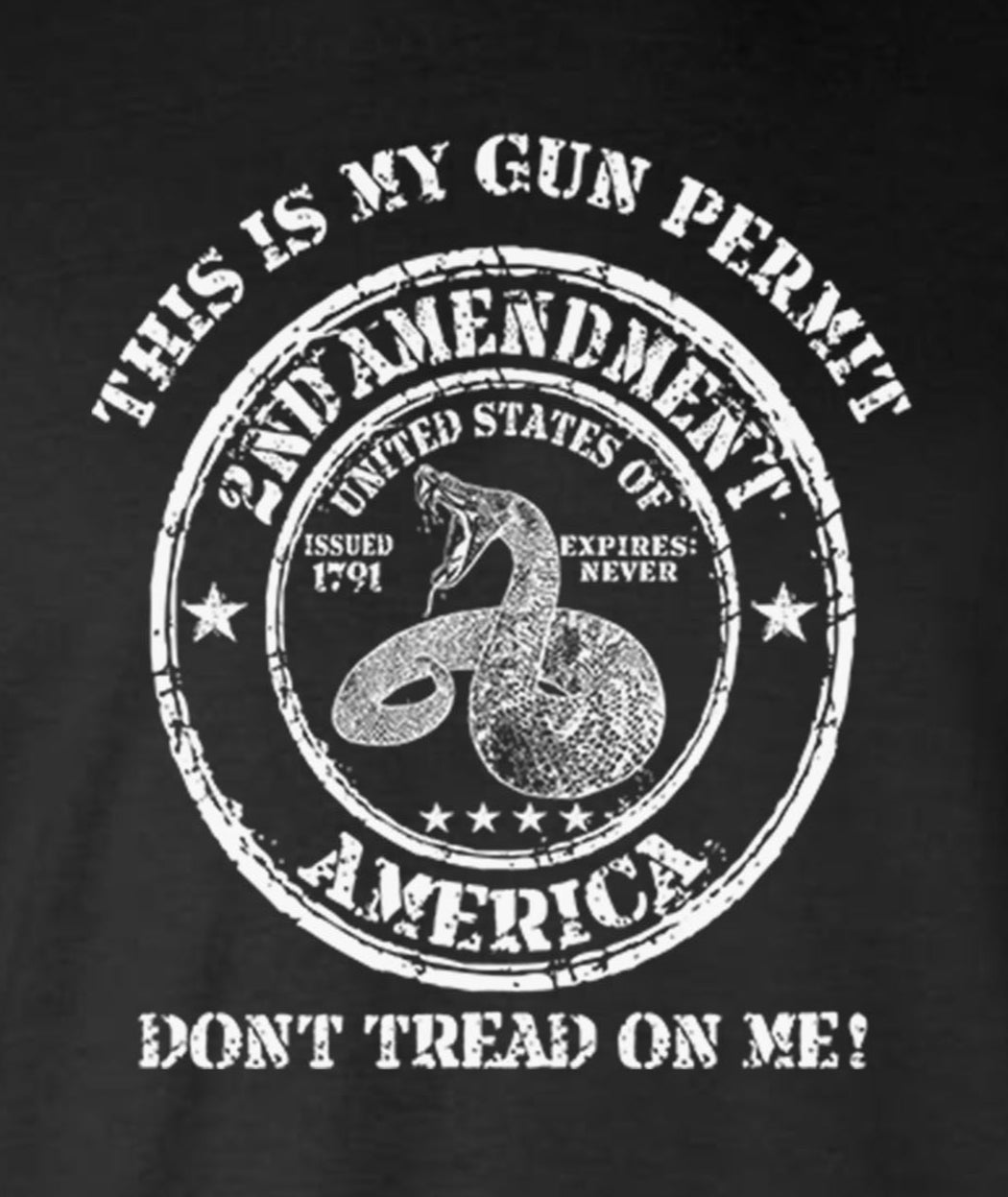 This Is My GUN PERMIT Don't Tread On Me 2-Sided T-Shirt 2nd Amendment Rattlesnake 2A USA