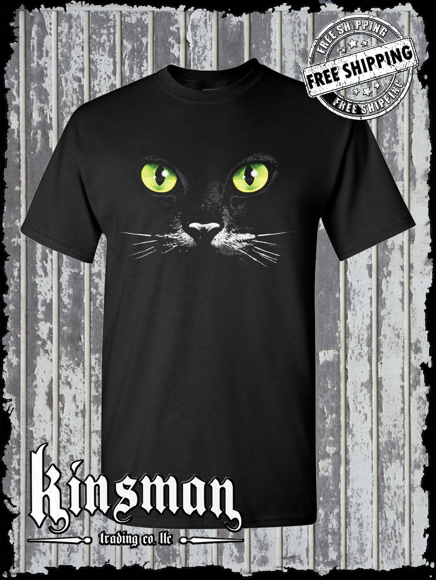 Black Cat Green Eyes T-Shirt