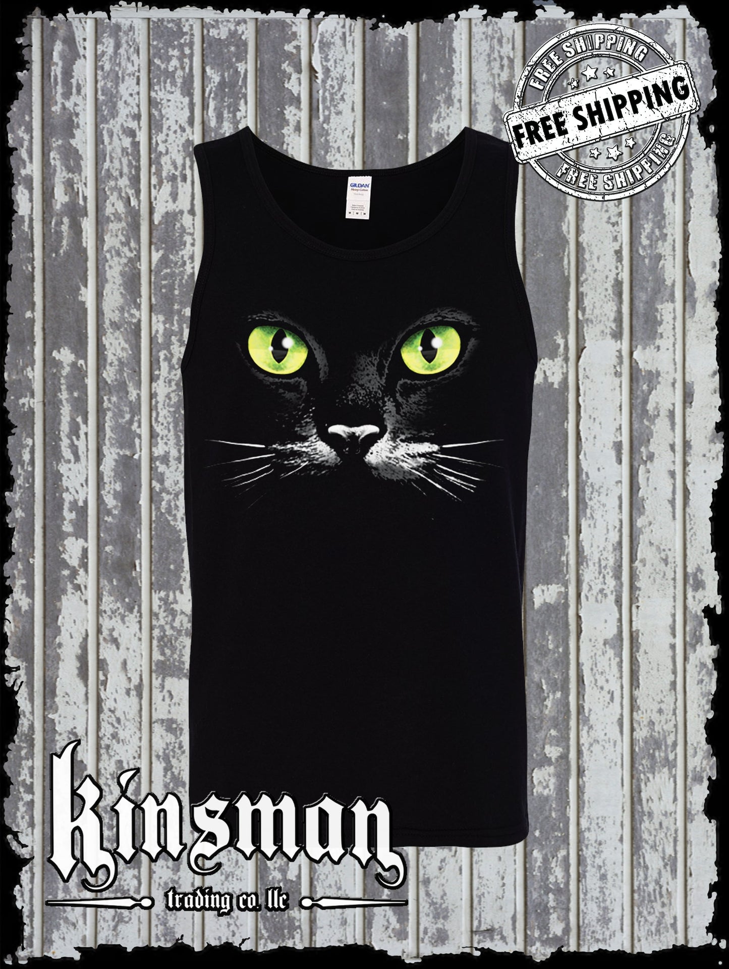 Black Cat with Green Eyes Tank Top T-Shirt