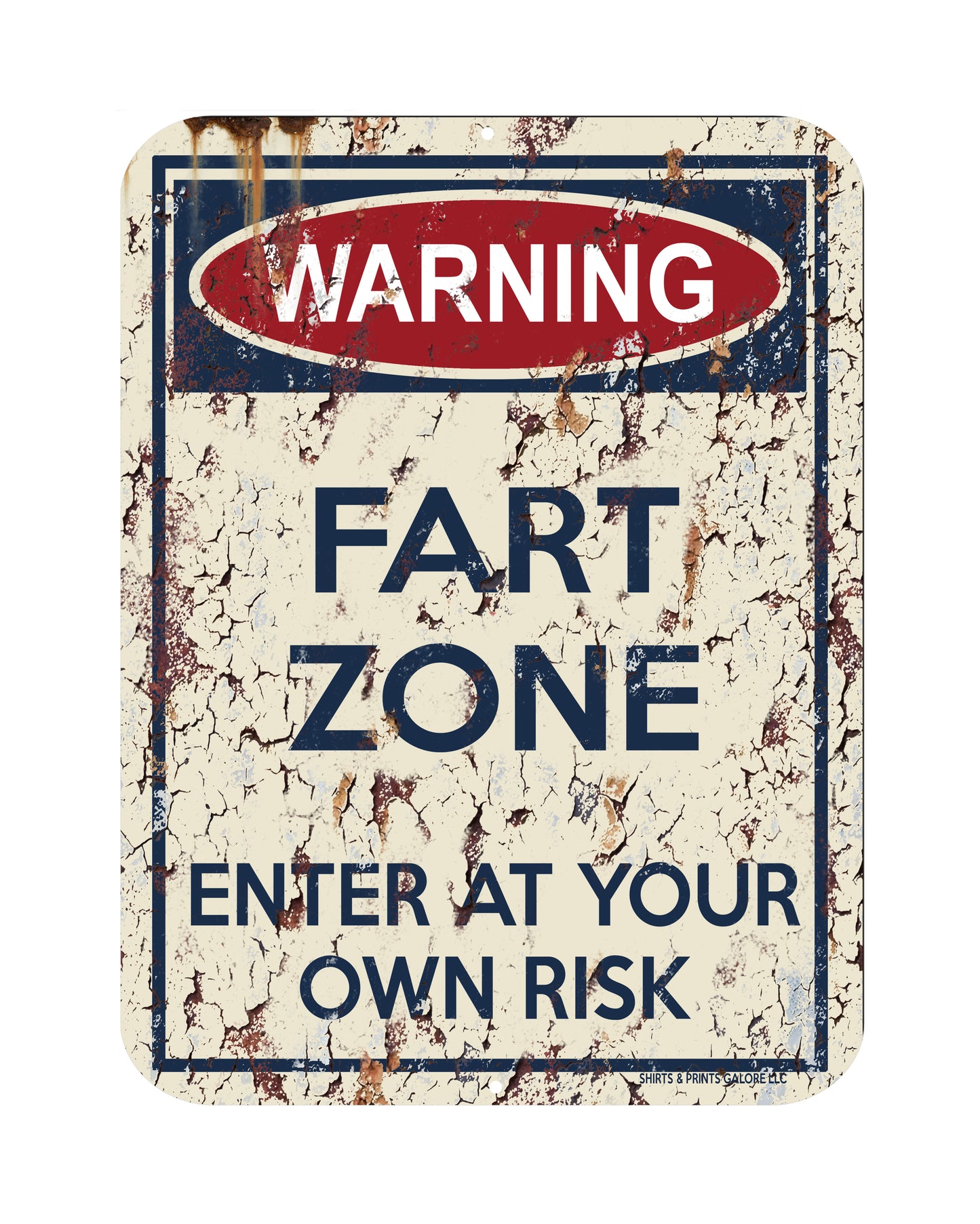 WARNING: Fart Zone - Enter At Your Own Risk - Aluminum Sign 9x12 FUNNY Man Cave Decor *Made in USA*