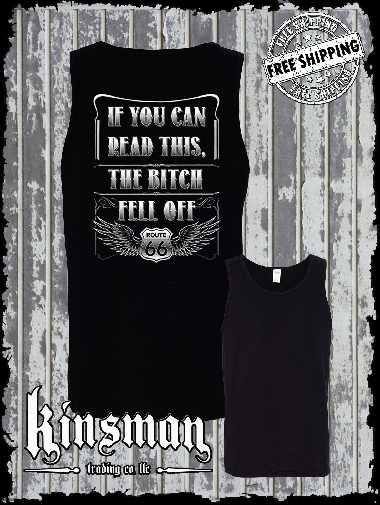 If You Can Read This, The B*tch Fell Off Route 66 Tank Top T-Shirt Biker USA
